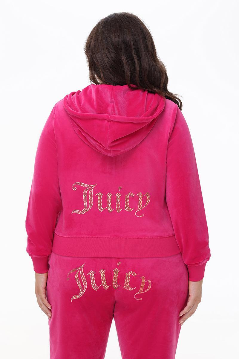 Plus-Size Technicolor Customizable Big Bling Velour Hoodie Product Image