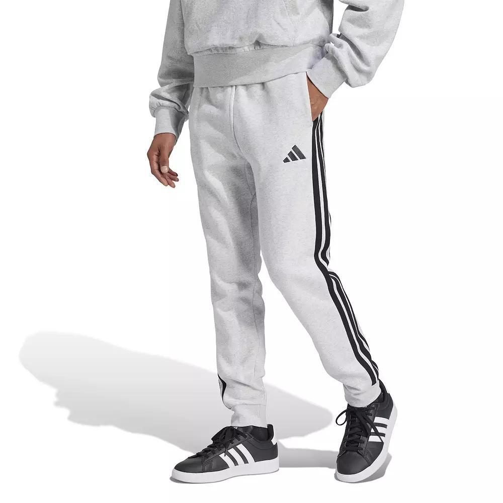 Mens adidas Essentials 3-Stripes Fleece Sportswear Sweatpants Light Grey Grey Product Image
