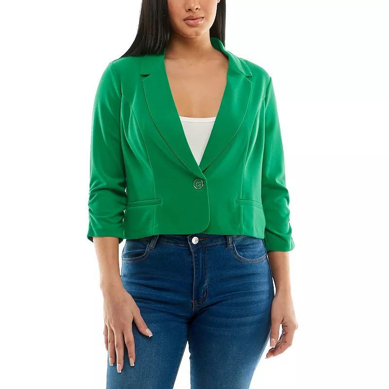 Women's Nina Leonard Button Cropped Blazer, Size: Small, Blue Product Image