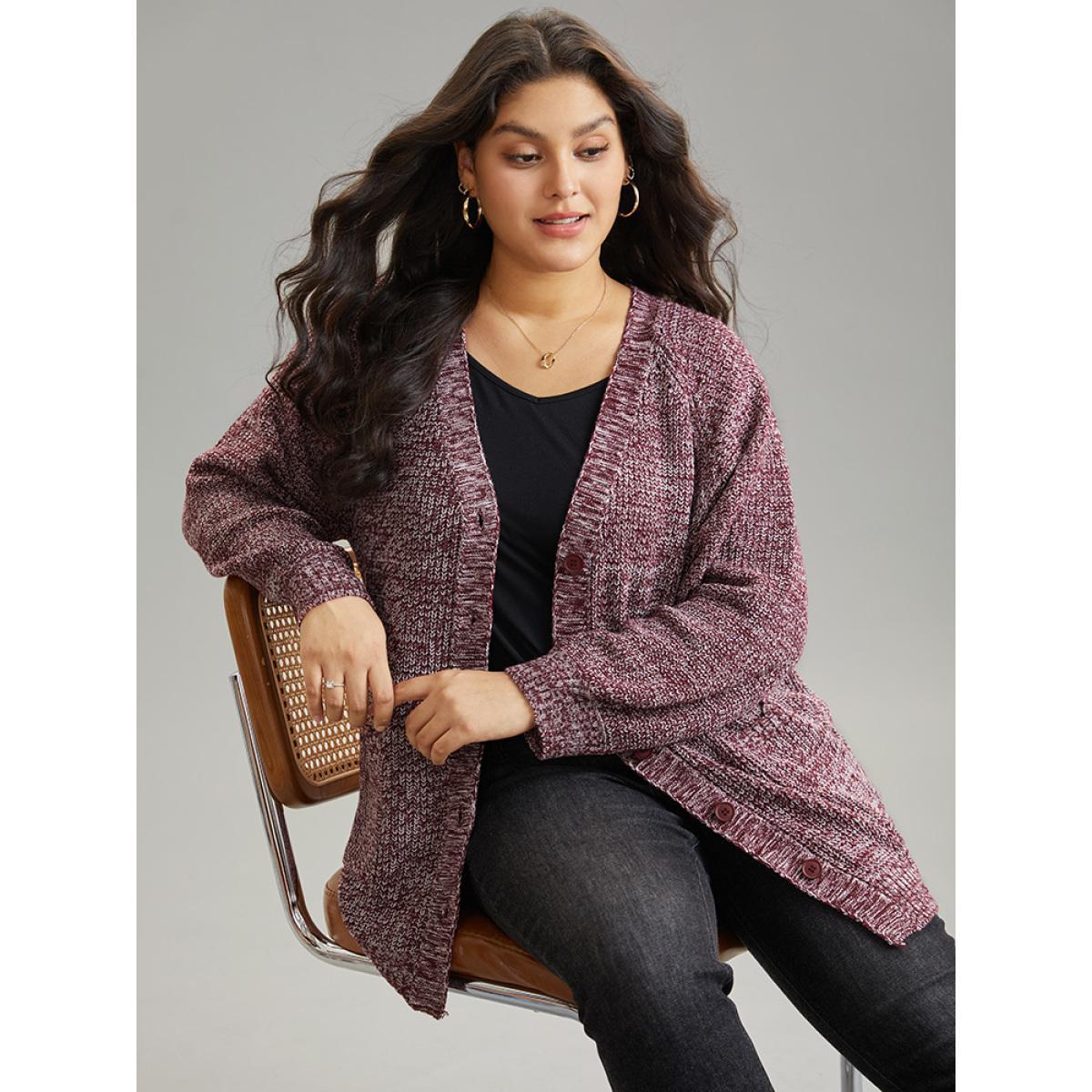 Plus Size Heather Patched Pocket Open Front Cardigan Scarlet Women Casual Loose Long Sleeve Dailywear Cardigans BloomChic 30/6X Product Image