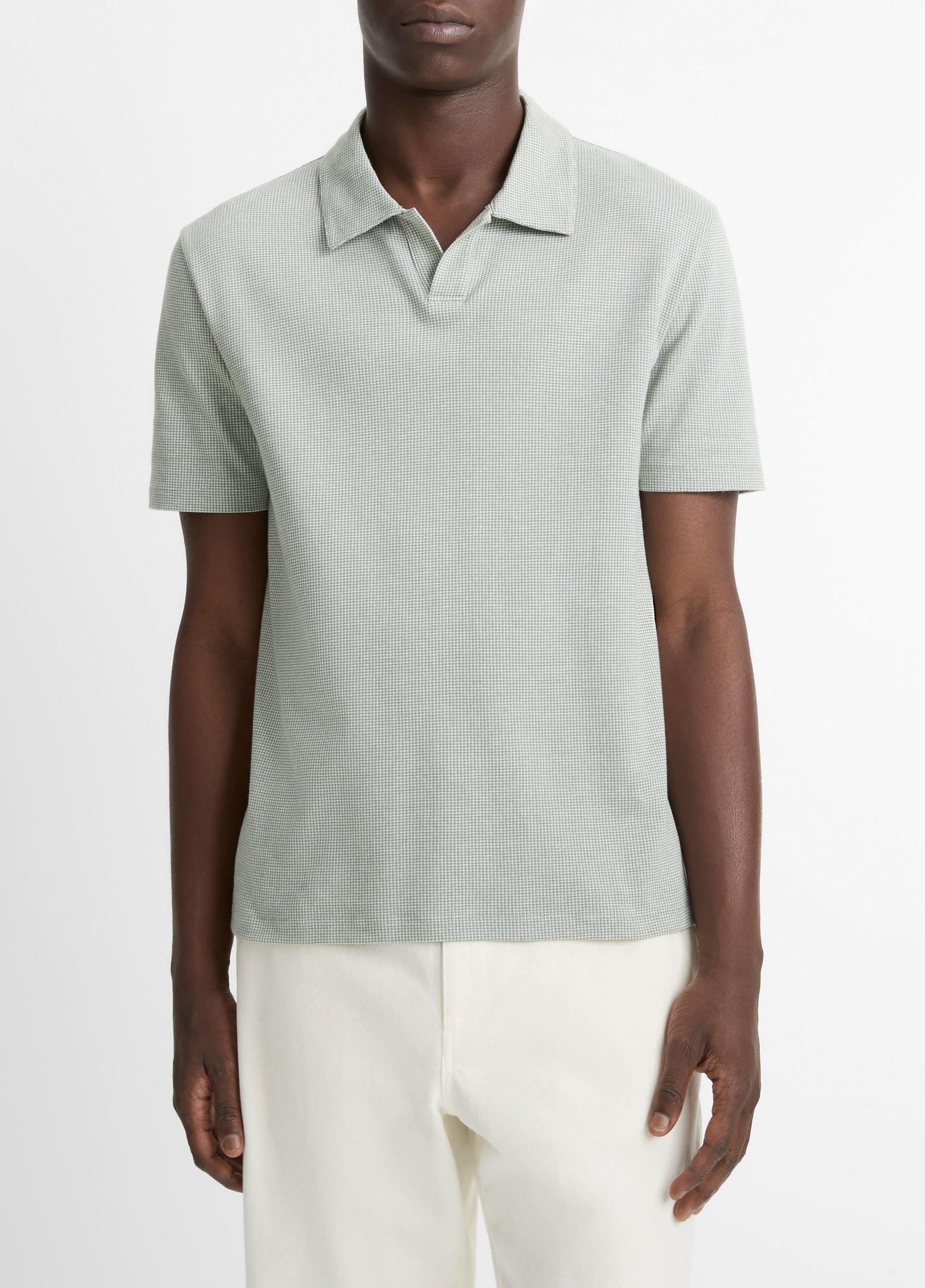 Houndstooth Pima Cotton Johnny-Collar Polo Shirt Product Image