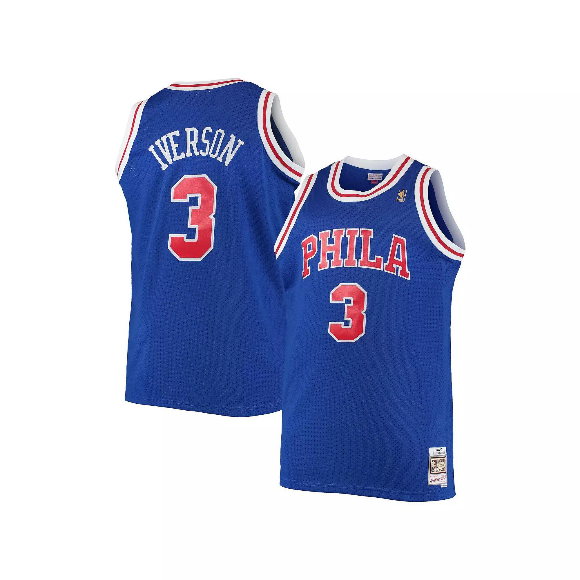 Men's Mitchell & Ness Allen Iverson Royal Philadelphia 76ers Big & Tall Hardwood Classics Swingman Jersey, Size: 5XB, 76r Blue Product Image