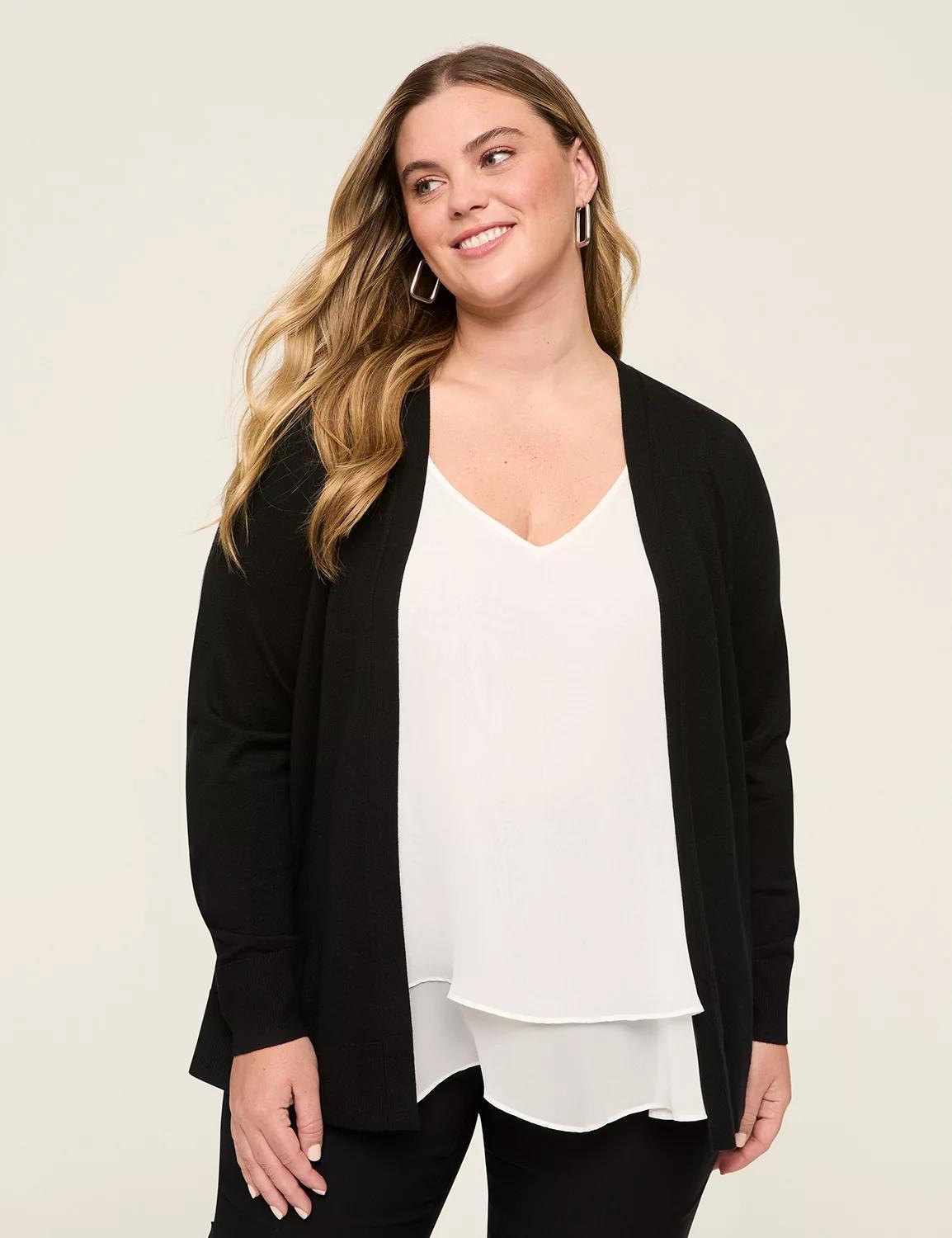 Modern Long-Sleeve Open-Front Cardigan Product Image