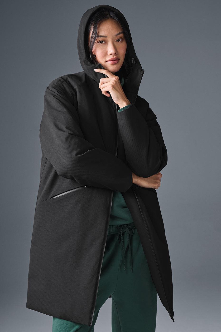 Rain Or Shine Puffer Long Coat - Black Product Image