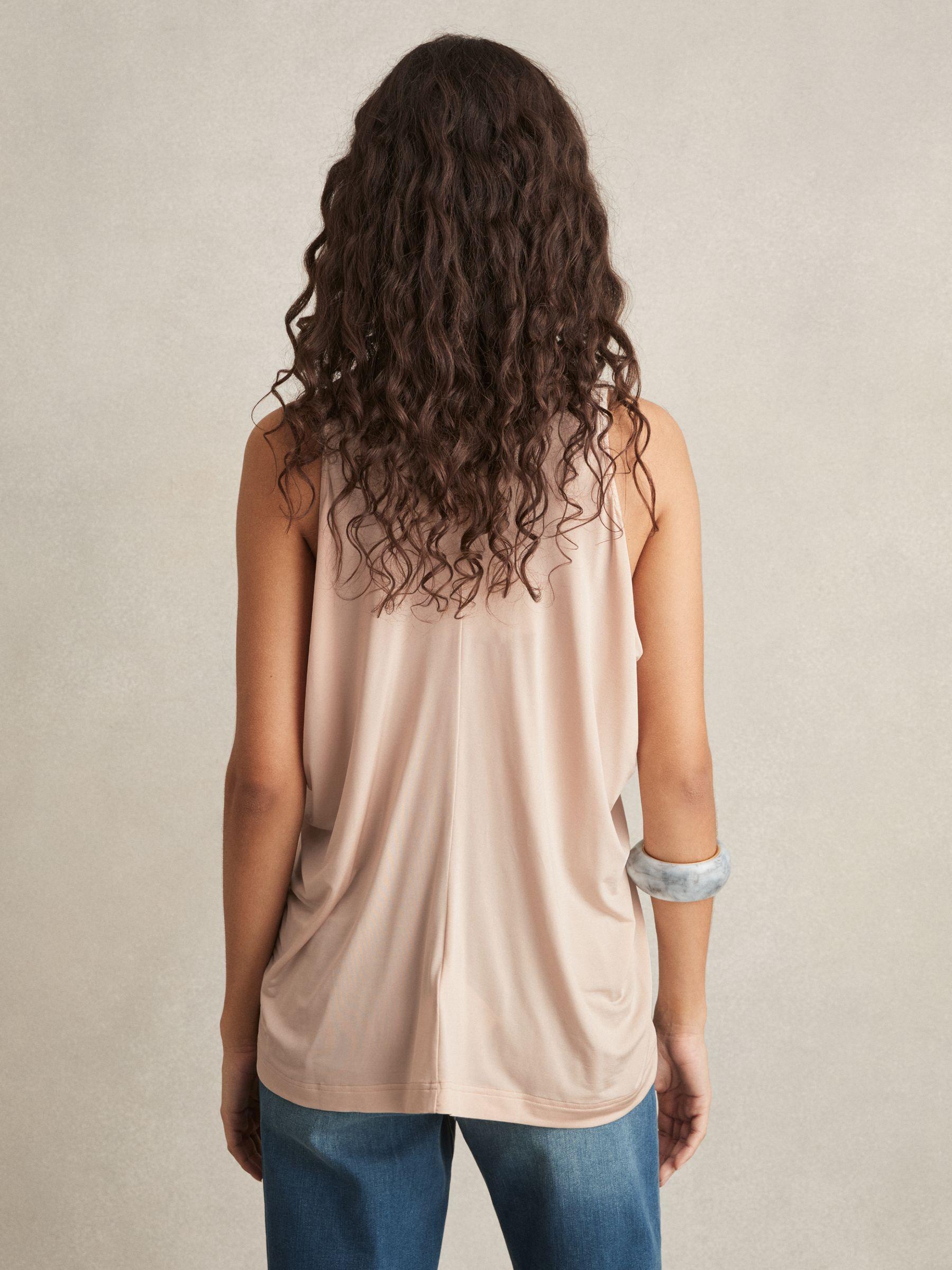Draped V-Neck Sleeveless Top in Pink Product Image