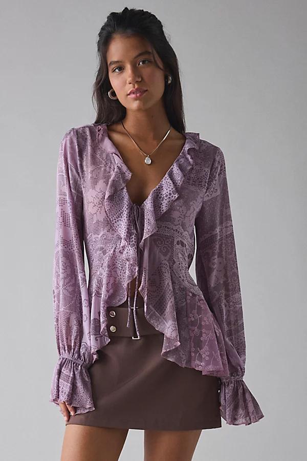 Kimchi Blue Dream Catcher Ruffle Bell Sleeve Flyaway Blouse Womens at Urban Outfitters Product Image