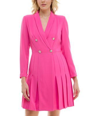Women's Taylor Pleated Skirt Crepe Dress, Size: 8, Azalea Product Image