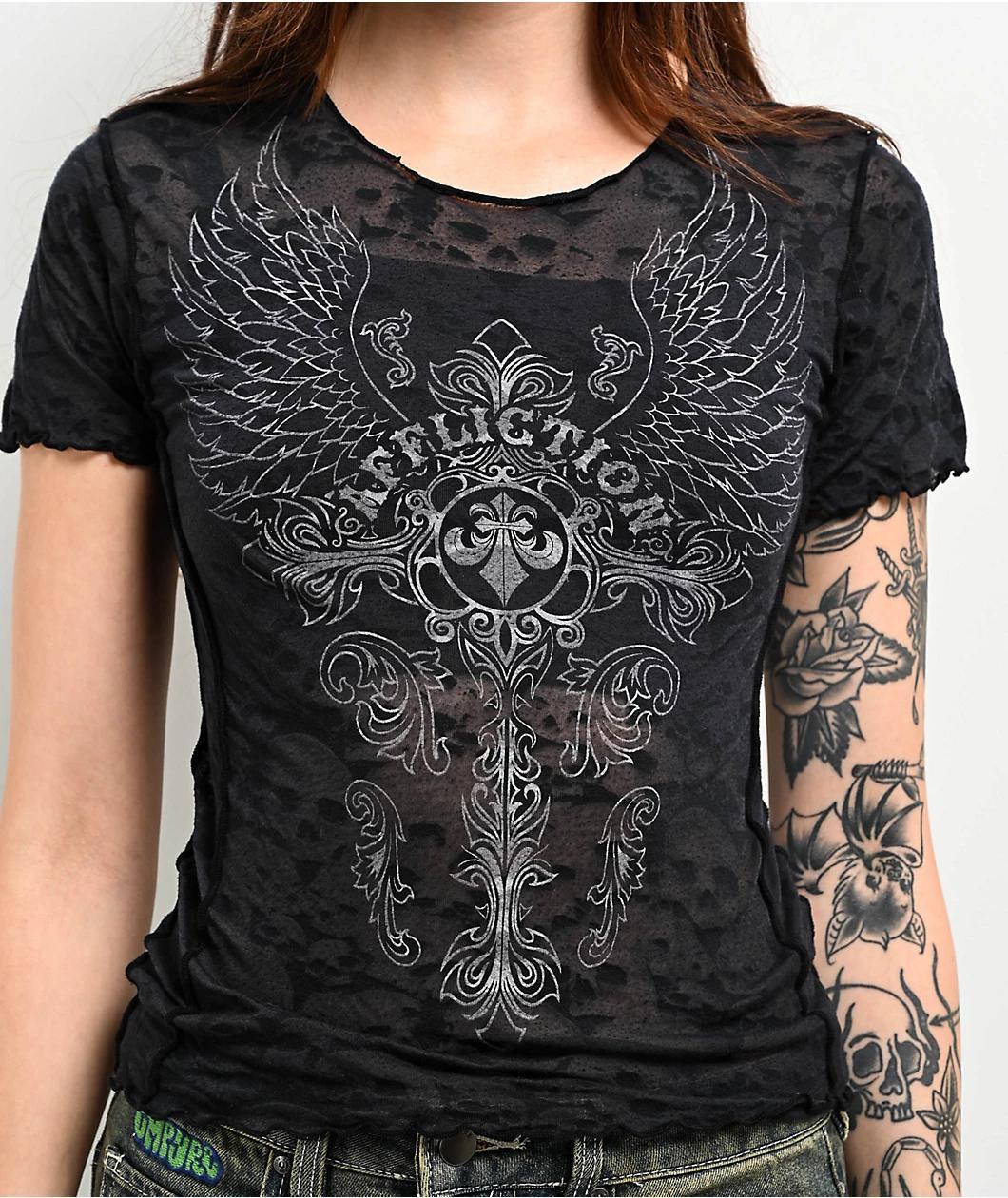 Affliction Iron Soul Burnout Black T-Shirt Product Image