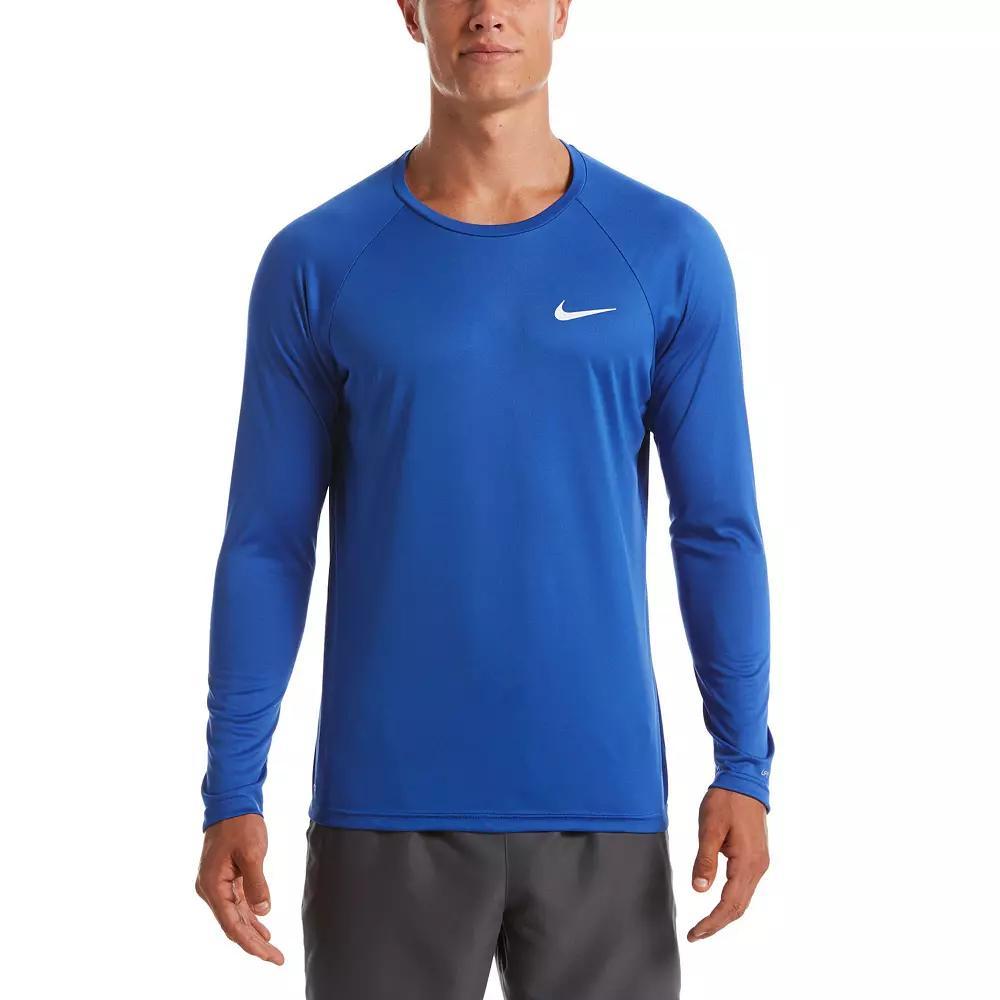 Men's Nike Dri-FIT UPF 40+ Hydroguard Long Sleeve Swim Tee, Size: Medium, Black Navy Product Image