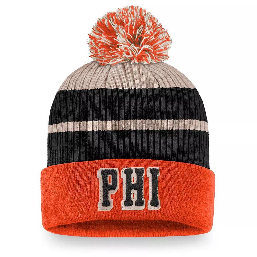 Men's Fanatics Branded Orange Philadelphia Flyers True Classics Cuffed Knit Hat with Pom, Fly Orange Product Image
