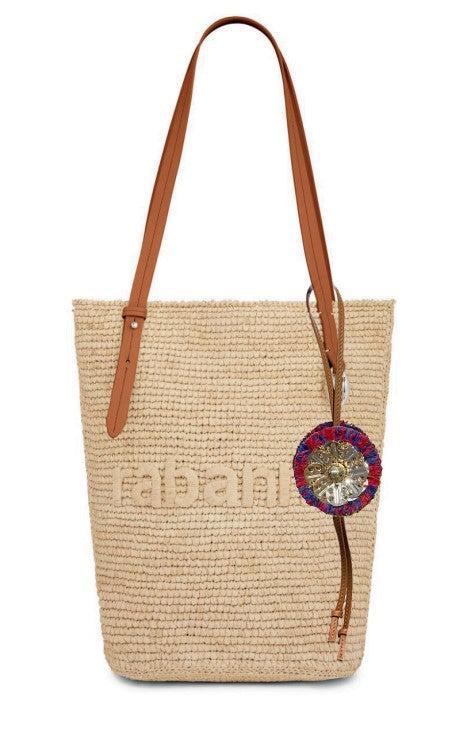 NATURAL RAFFIA TOTE BAG WITH CHARMS Product Image