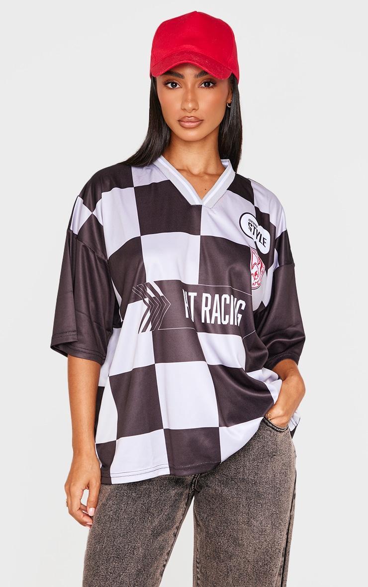 Petite Black Logo Short Sleeve Sports Jersey Product Image