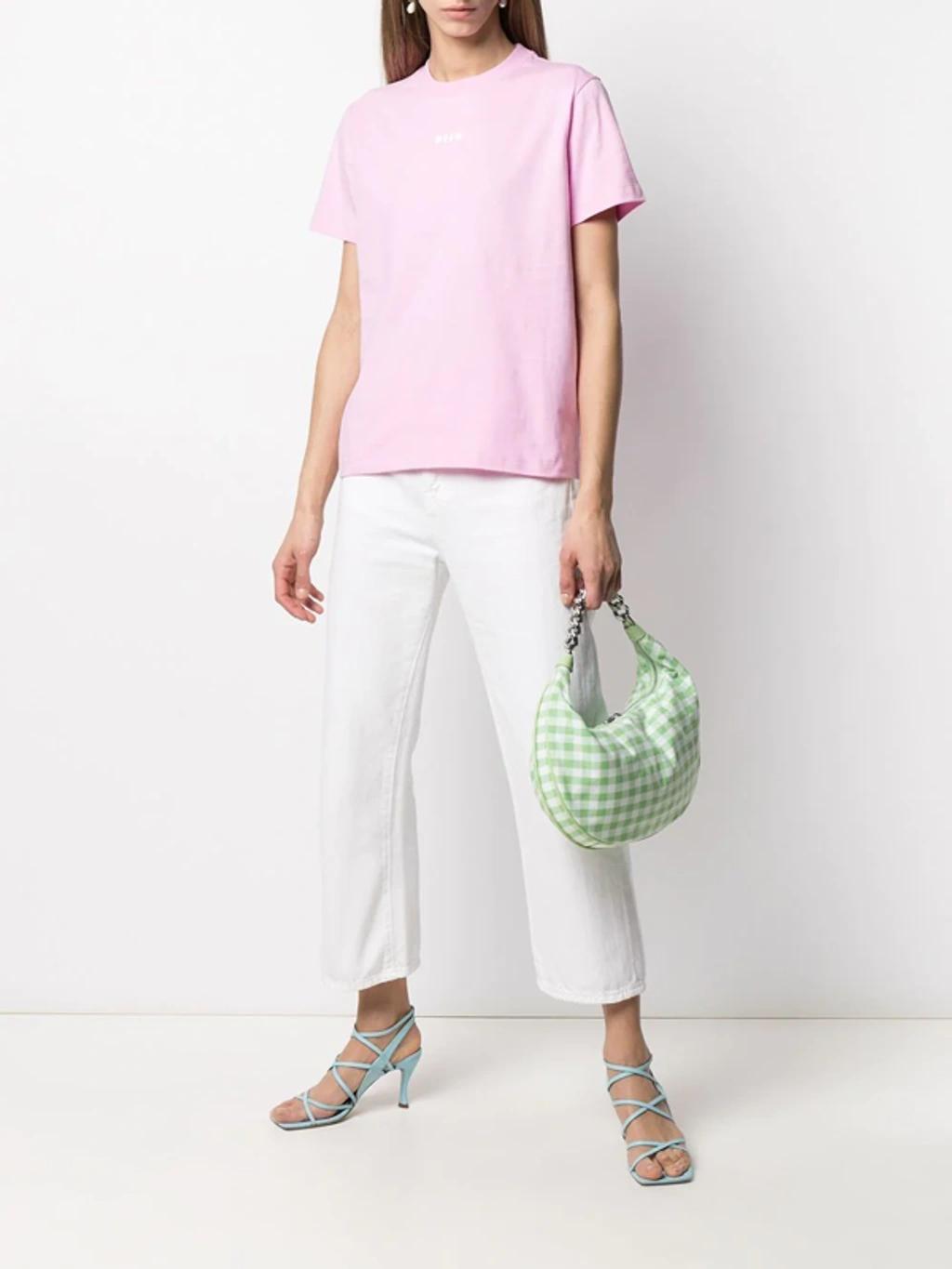 MSGM Micro-logo Crew Neck T-shirt In Pink Product Image
