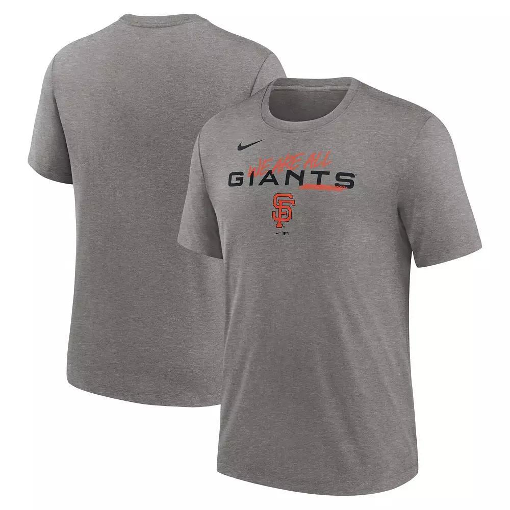 Men's Nike Heather Charcoal San Francisco Giants We Are All Tri-Blend T-Shirt, Size: XL Product Image