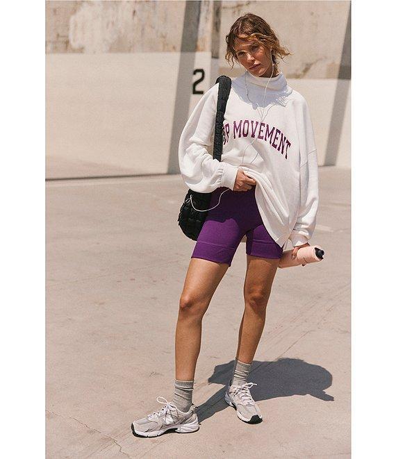 FP Movement Victory Funnel Neck Long Sleeve Oversized Sweatshirt and Biker Short Set Product Image