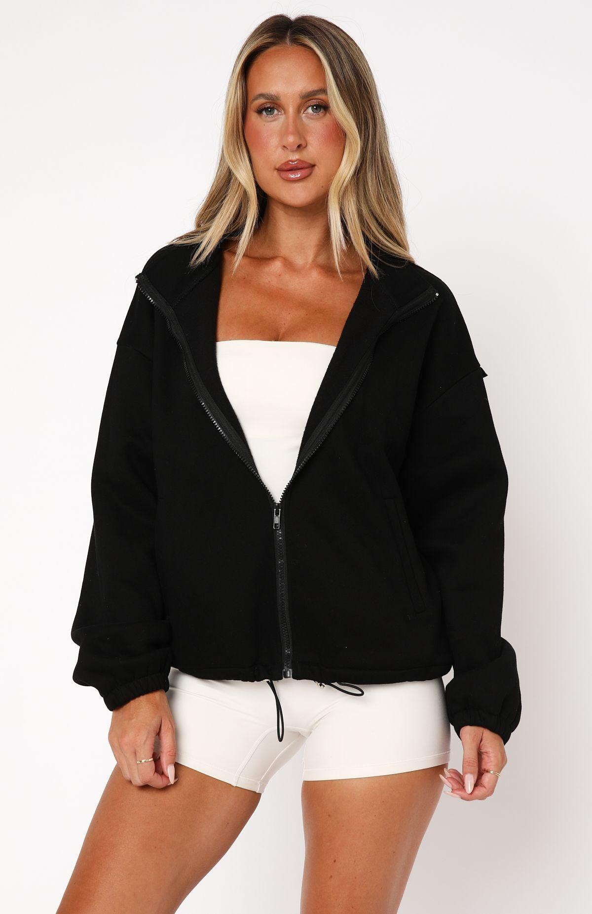 Don't Look Now Zip Front Sweater Black Product Image
