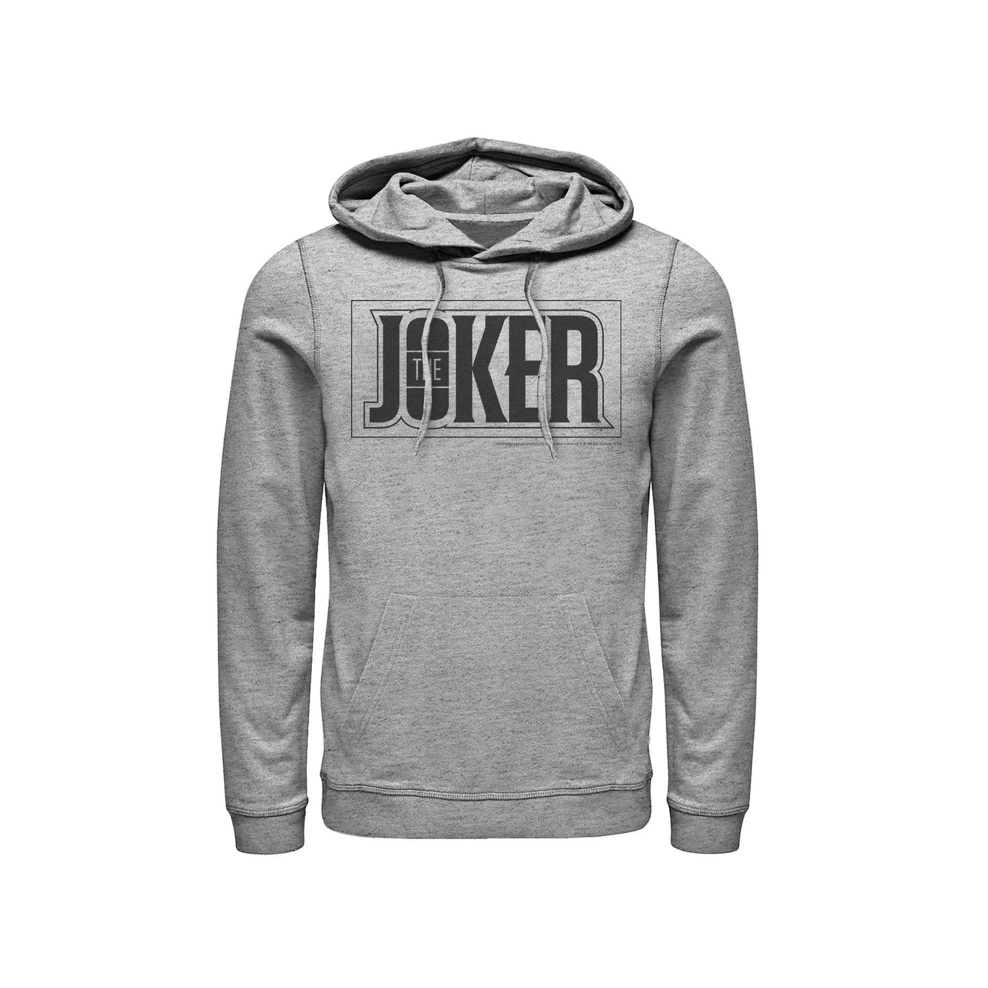 Men's DC Comics The Joker Bold Text Poster Hoodie, Size: XXL, Athletic Grey Product Image