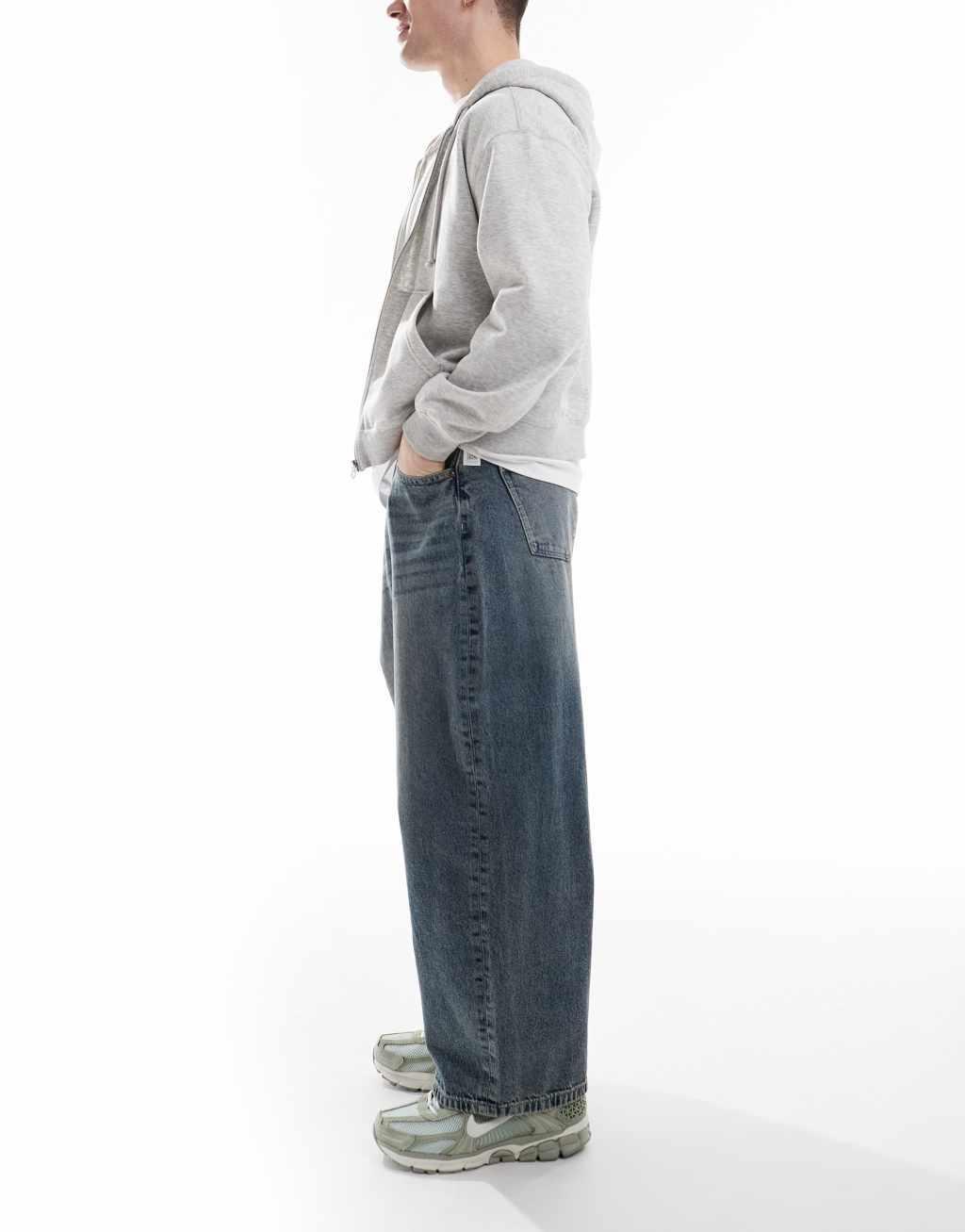 ASOS DESIGN oversized baggy fit jeans in vintage light wash blue Product Image