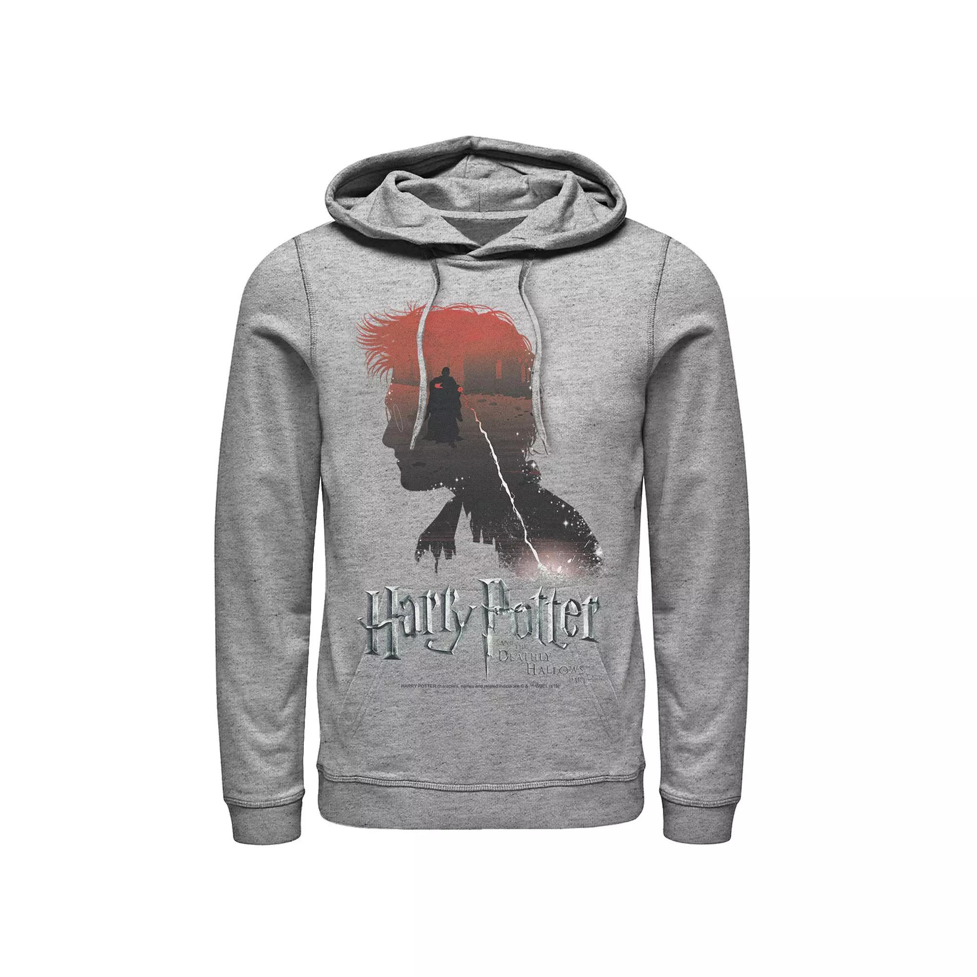 Men's Harry Potter and the Deathly Hallows Pullover Hoodie, Size: XL, Athletic Grey Product Image