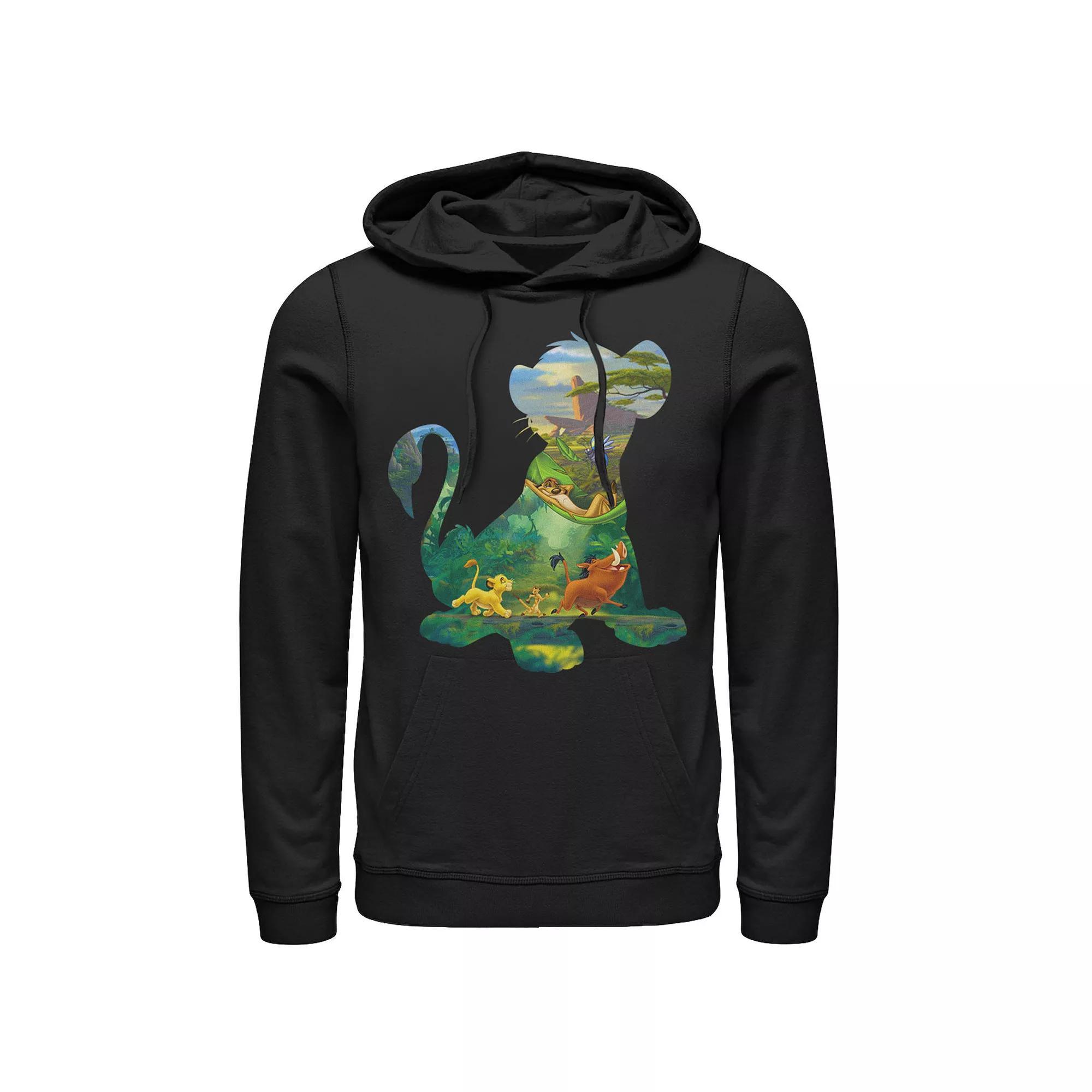 Disney's Lion King Simba Silhouette Timon Pumbaa Zazu Men's Pullover Hoodie, Size: Medium, Black Product Image