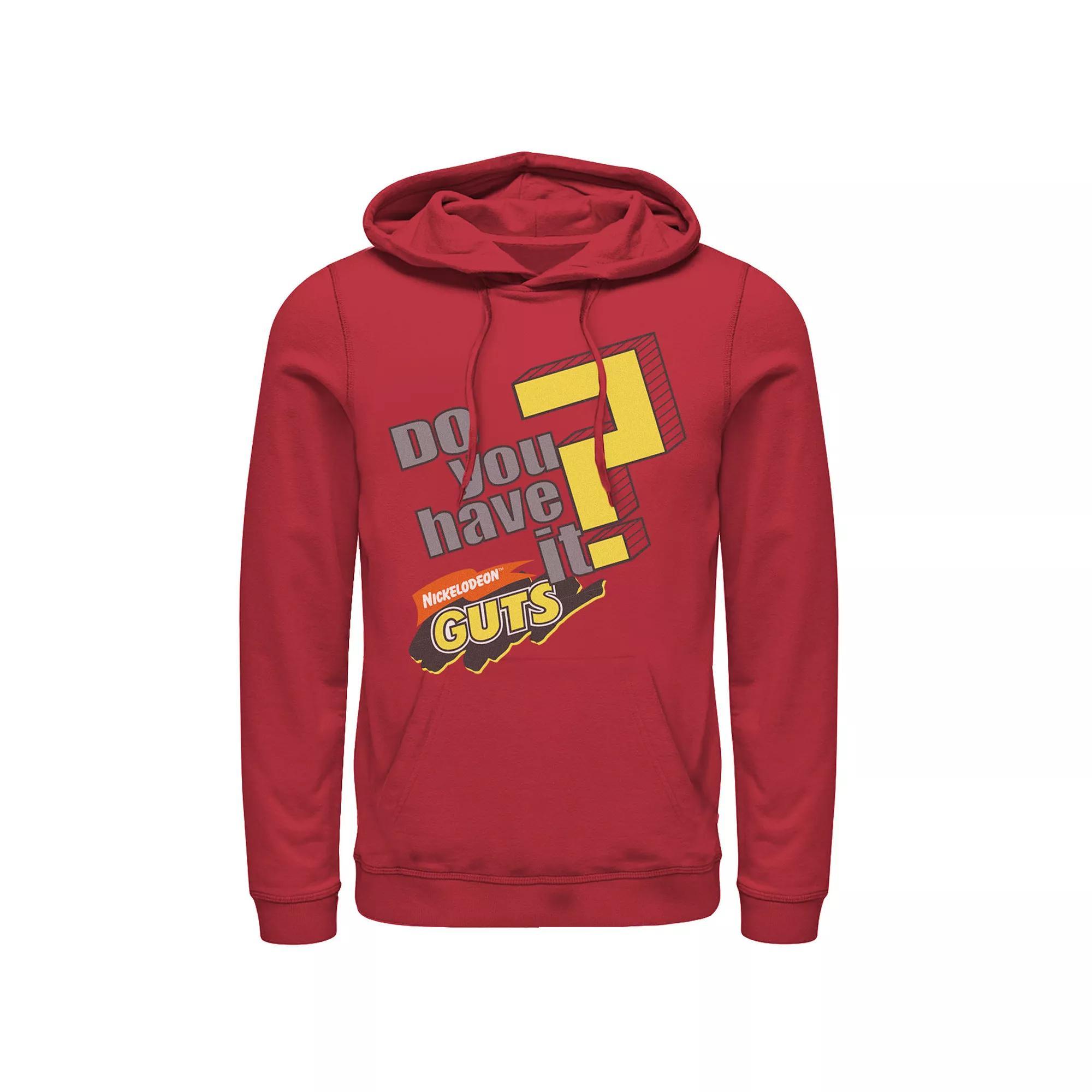 Men's Nickelodeon Guts Do You Have It Vintage Question Logo Graphic Hoodie, Size: Large, Red Product Image