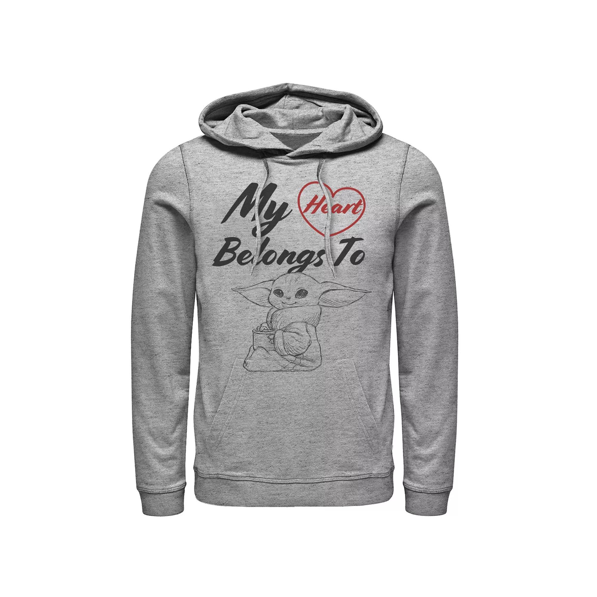 Men's Star Wars The Mandalorian The Child My Heart Belongs To Hoodie, Size: Small, Athletic Grey Product Image