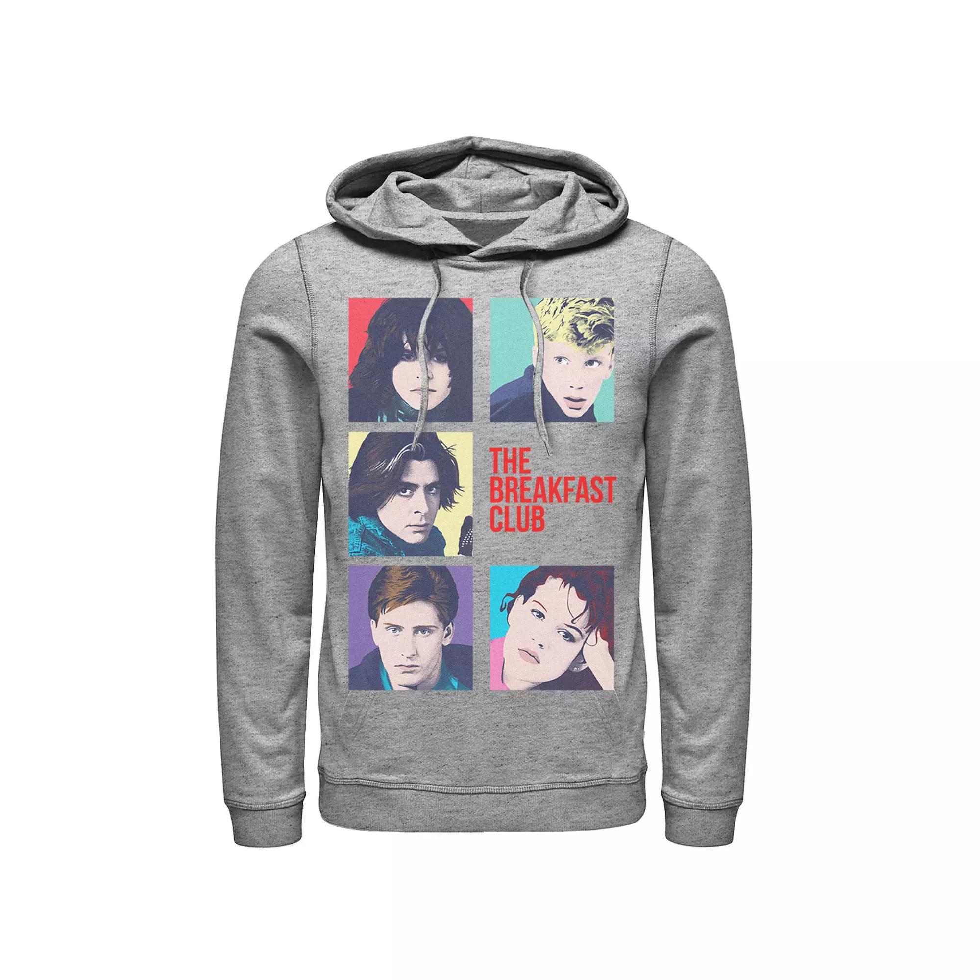Men's Breakfast Club Group Shot Squares Hoodie, Size: Large, Athletic Grey Product Image