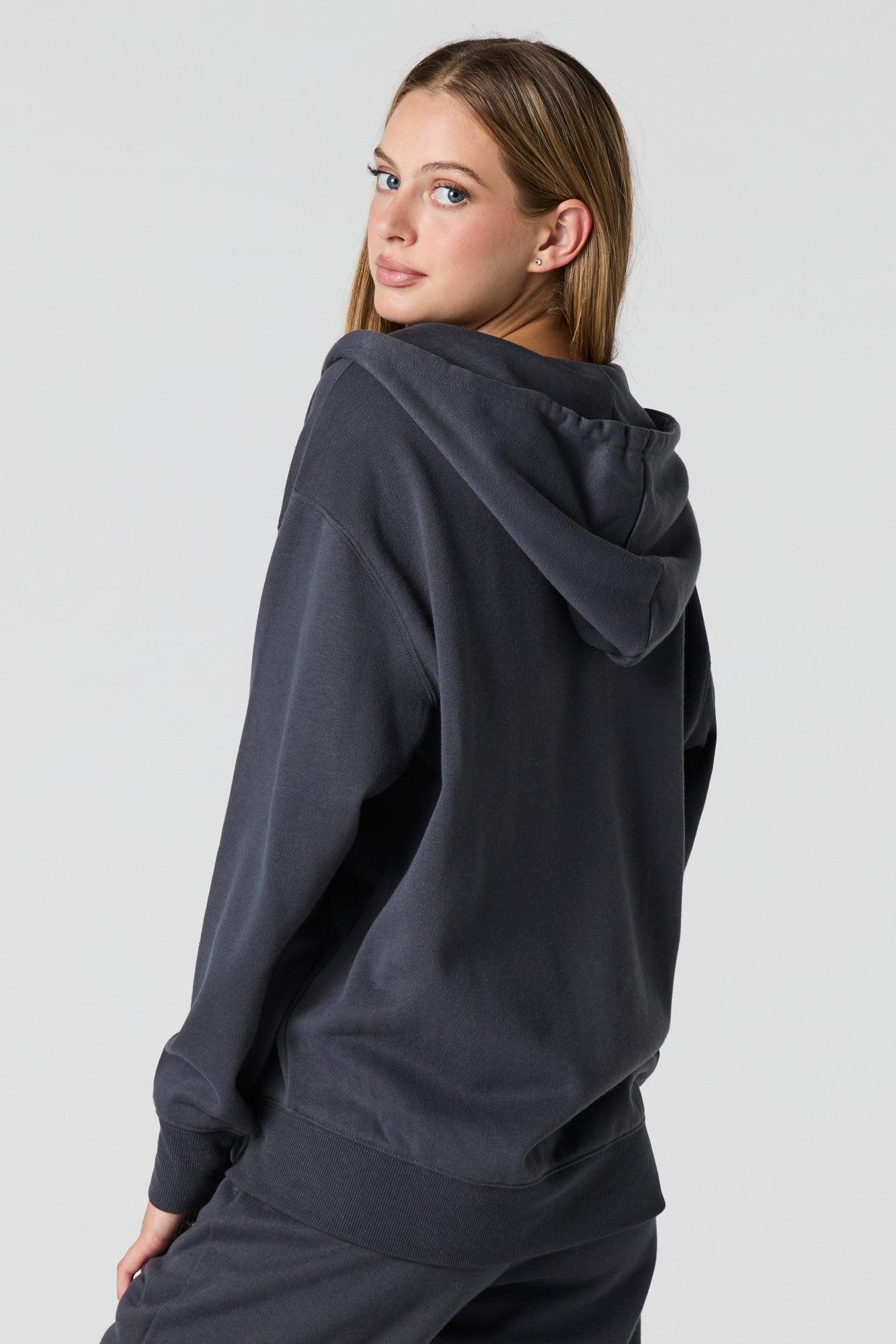 Oversized Zip-Up Fleece Hoodie Female Product Image