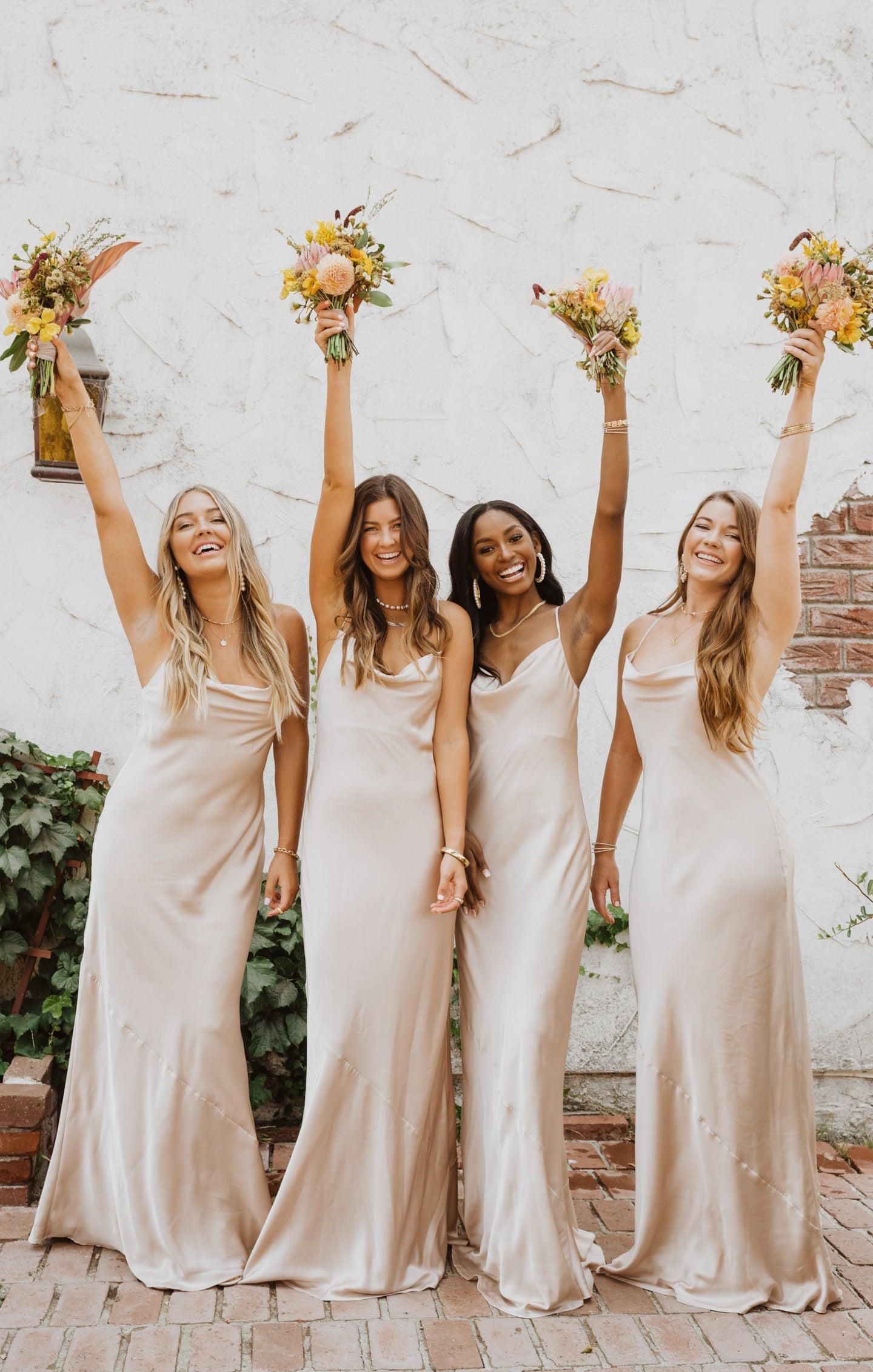 Tuscany Maxi Slip Dress ~ Champagne Luxe Satin Product Image