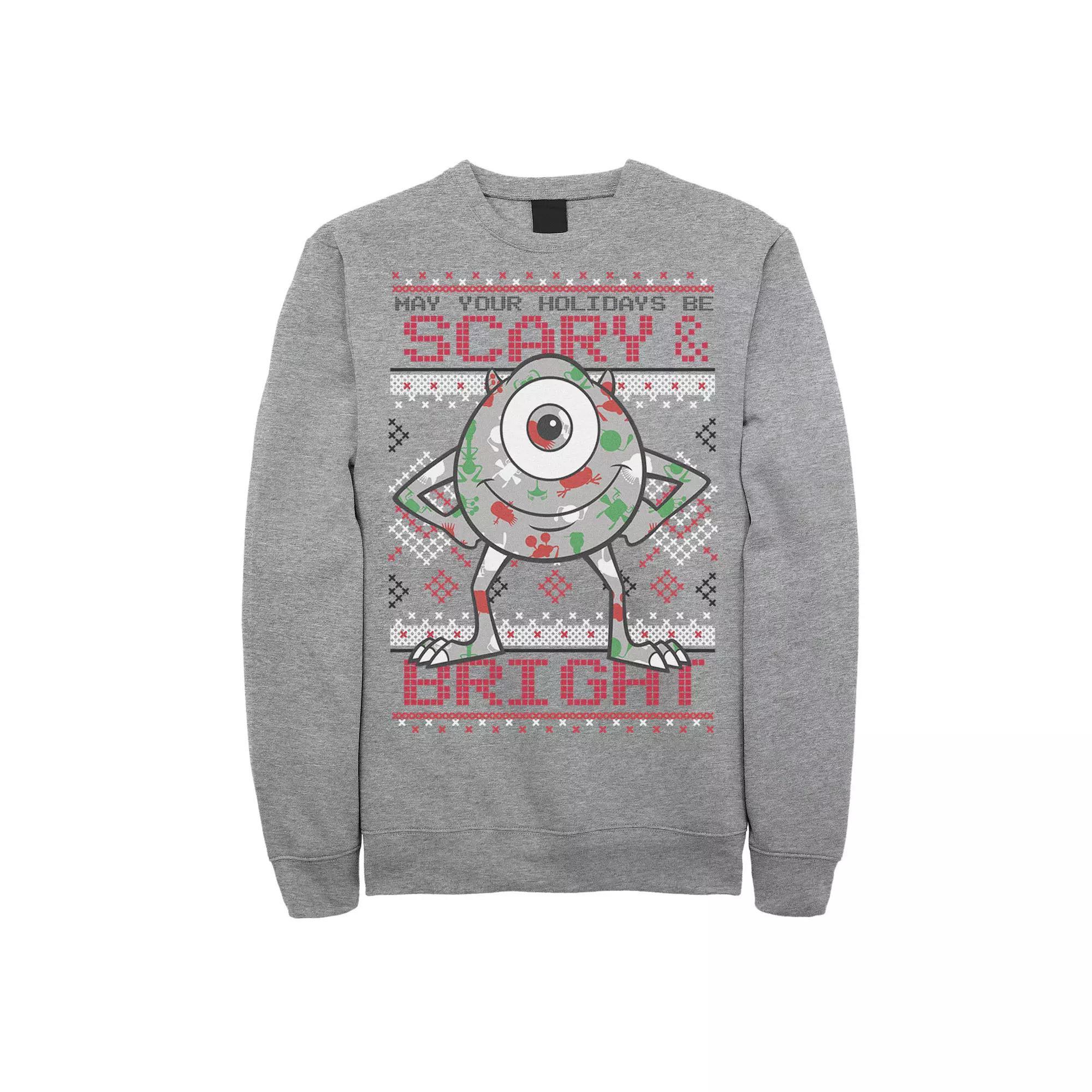 Disney / Pixar's Monsters, Inc. Mike Men's May Your Holidays Be Scary Sweatshirt, Size: 3XL, Athletic Grey Product Image