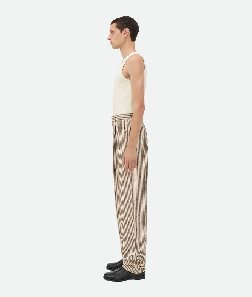 Men's Knotted Viscose And Silk Trousers in Talc/loam Product Image