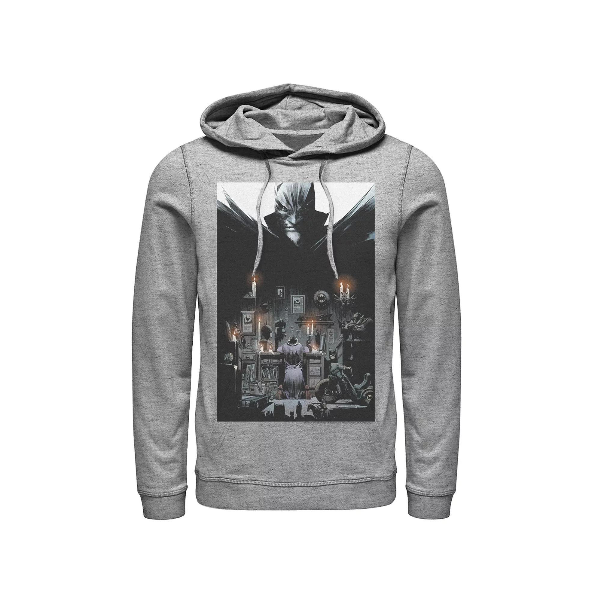 Mens Batman Jokers Hideout Poster Hoodie Athletic Grey Product Image