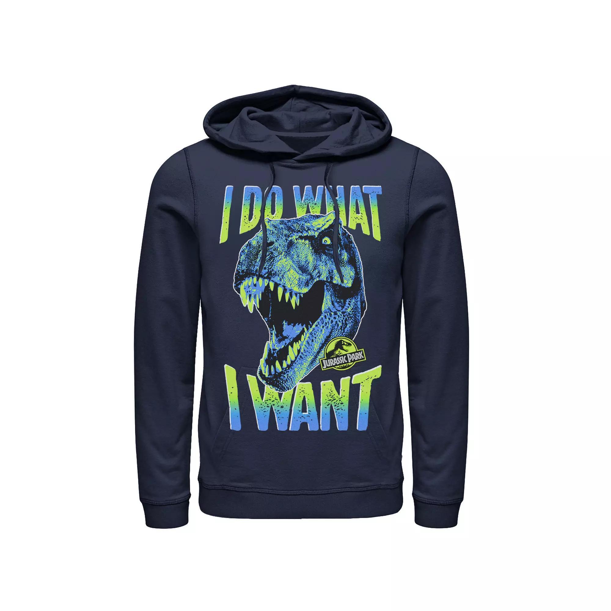 Men's Jurassic Park T-Rex I Do What I Want Graphic Pullover Hoodie, Size: XXL, Blue Product Image