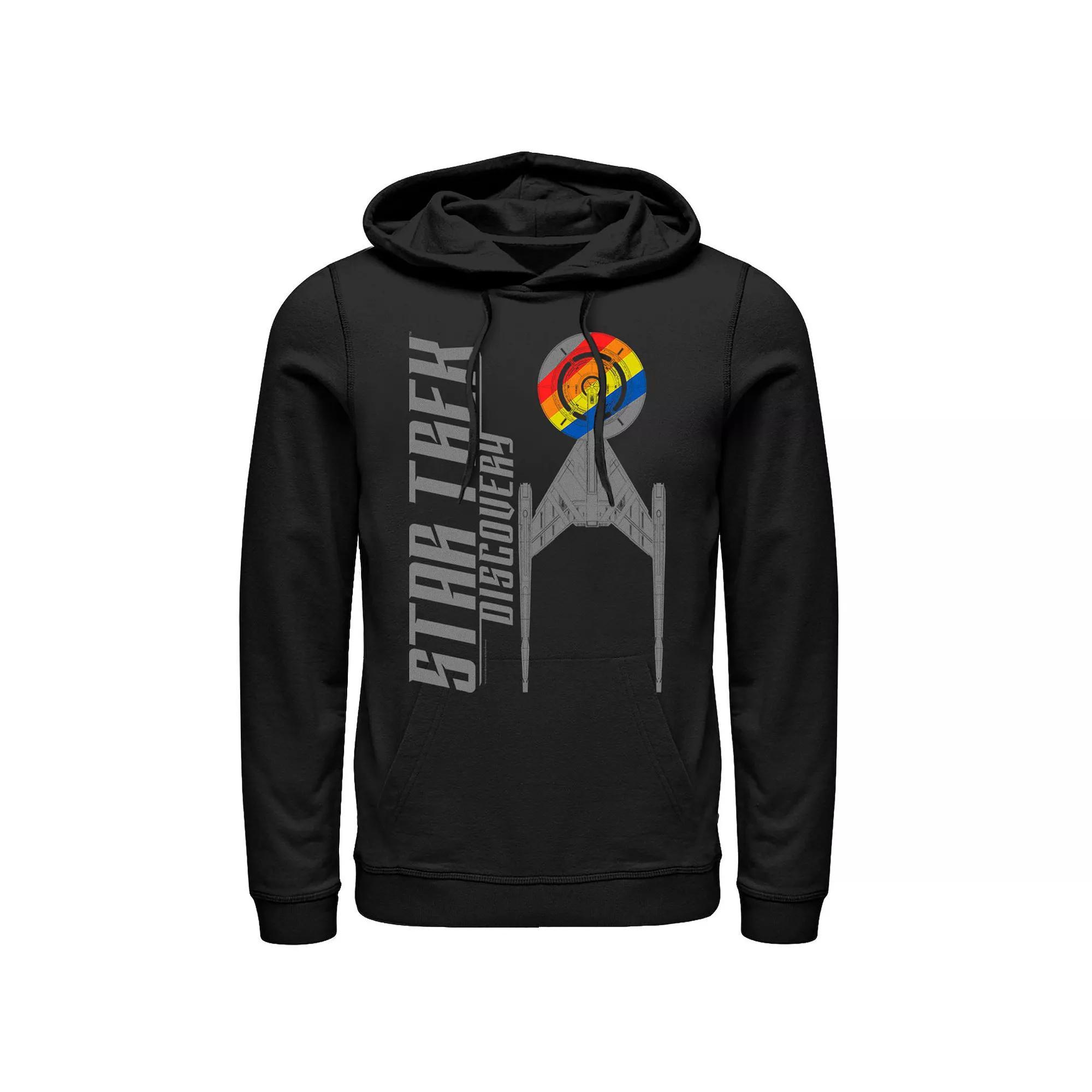 Mens Star Trek Discovery Rainbow Striped Ship Hoodie Product Image