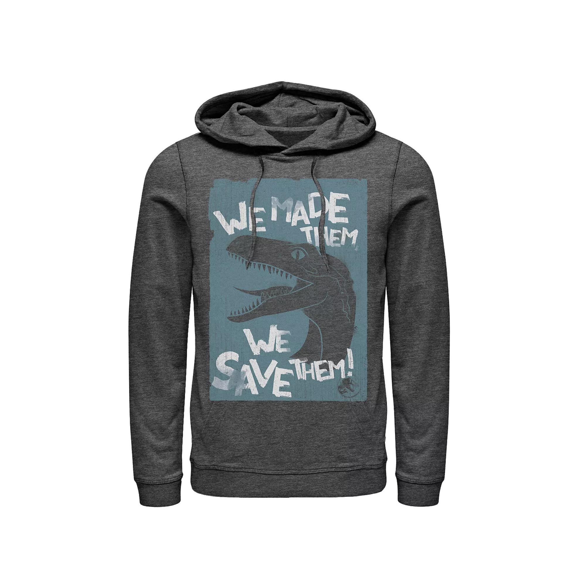 Men's Jurassic World Two We Made Them We Save Them Hoodie, Size: XXL, Grey Heather Product Image