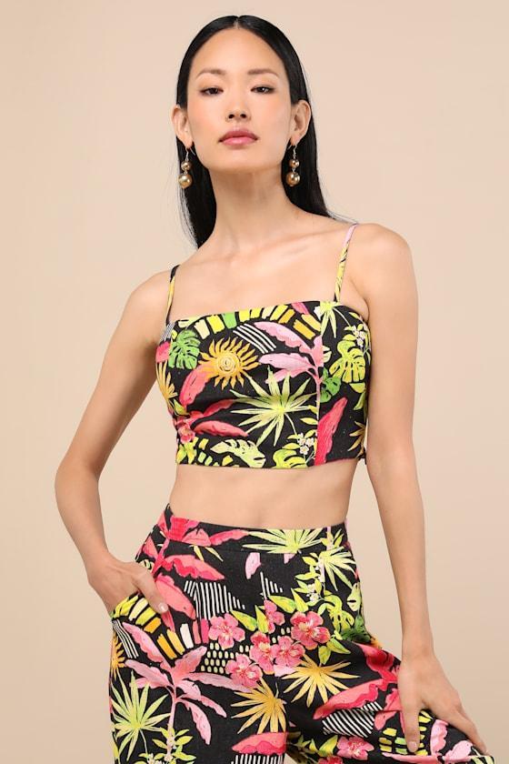 Matira Black Multi Tropical Print Cami Top Product Image
