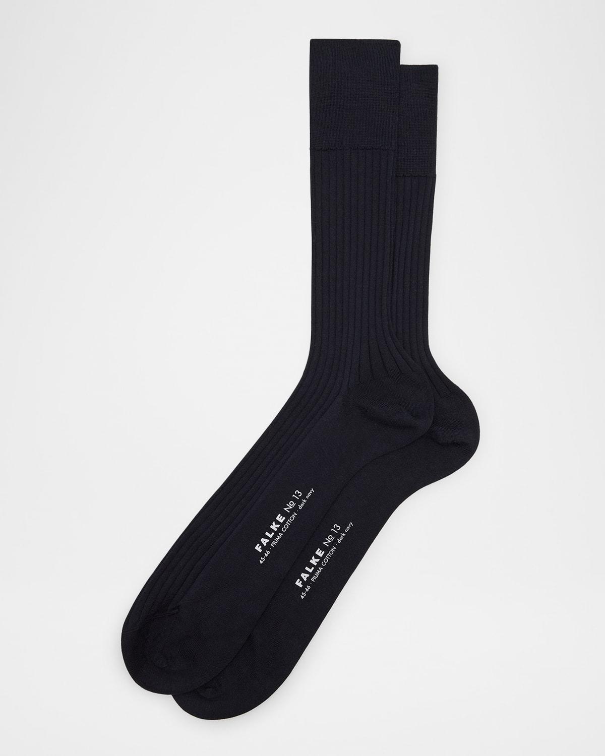 Mens No. 13 Egyptian Piuma Cotton Rib Crew Socks Product Image