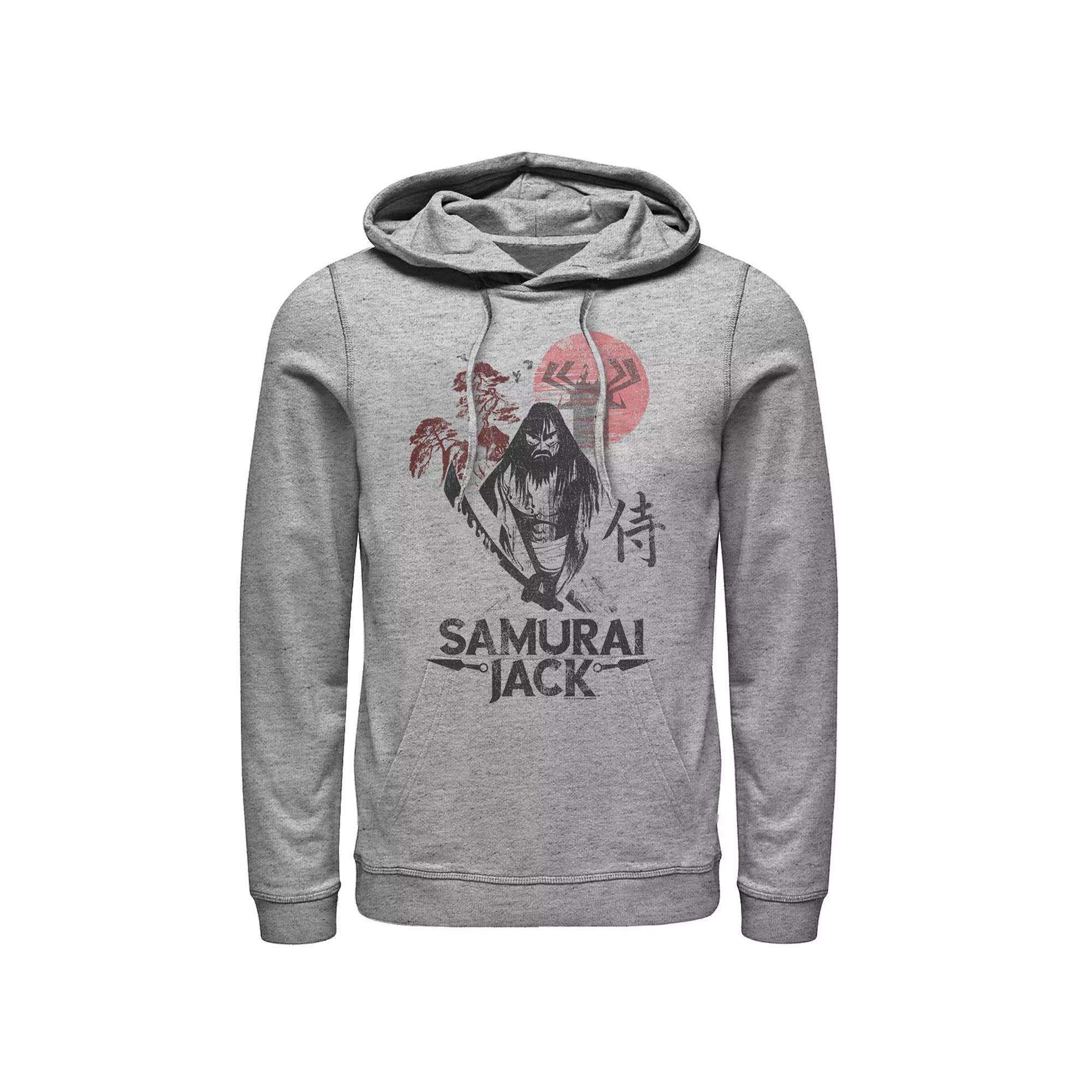 Mens Cartoon Network Samurai Jack Epic Warrior Kanji Art Rock Hoodie Athletic Grey Product Image