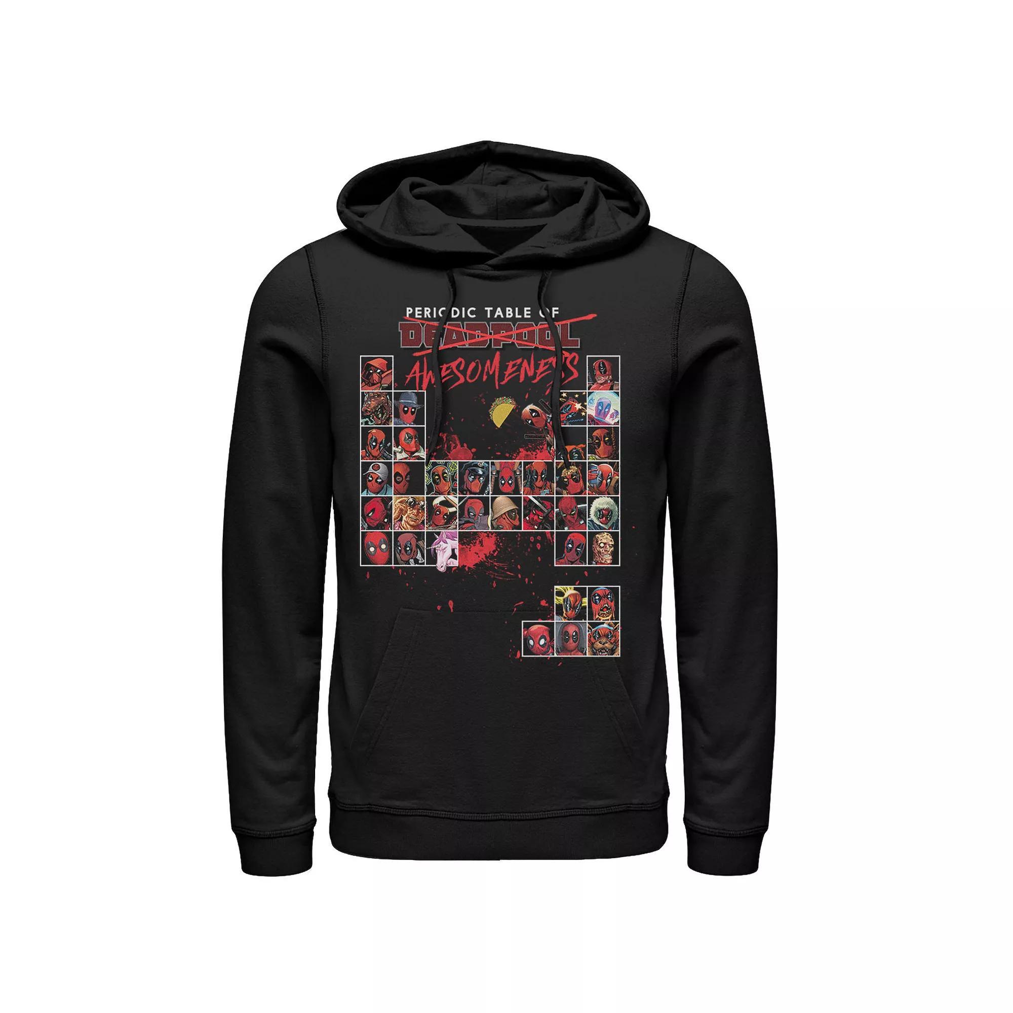Men's Marvel Deadpool Periodic Table Of Awesomeness Hoodie, Size: XL, Black Product Image