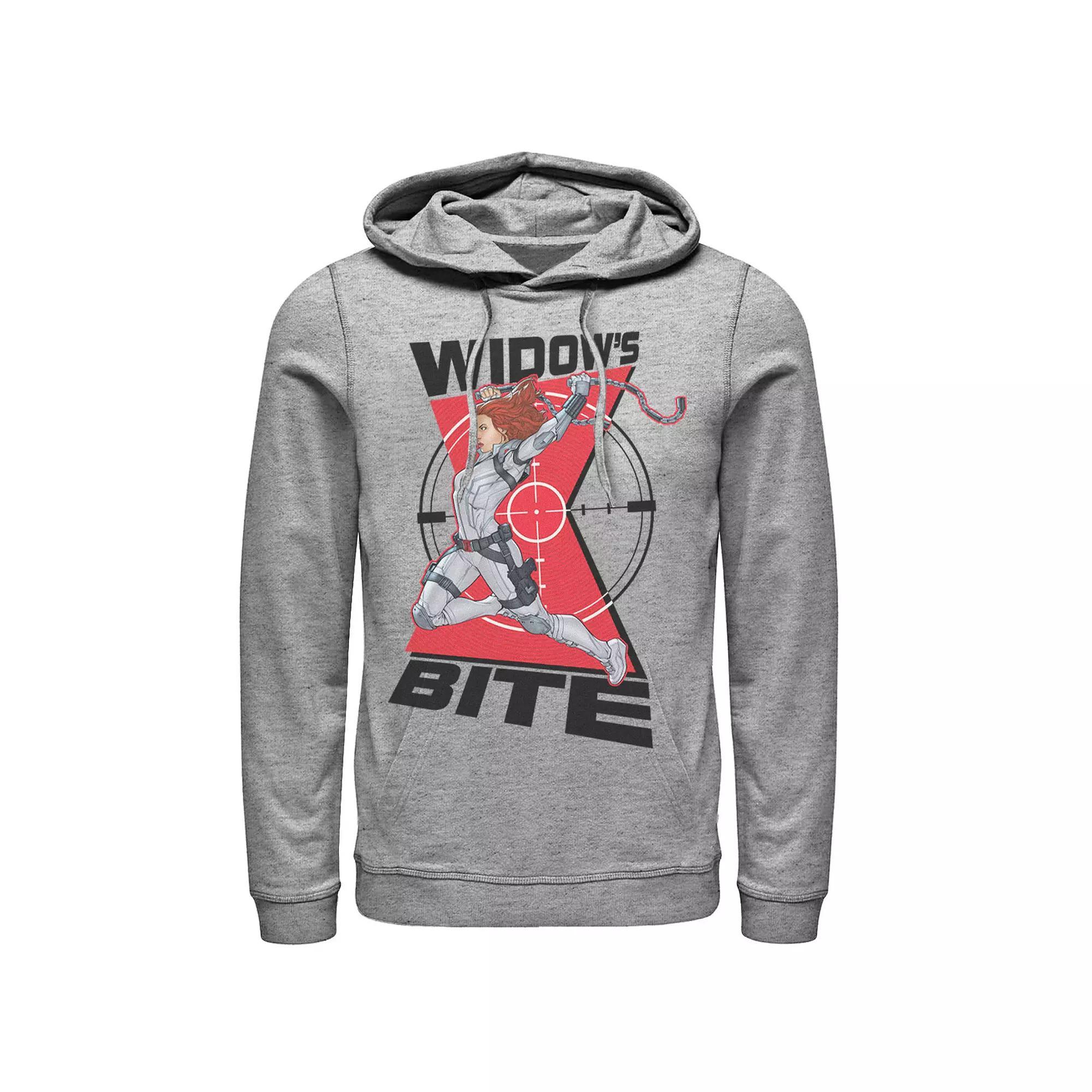 Men's Marvel Black Widow Animated Action Pose Hoodie, Size: Medium, Athletic Grey Product Image