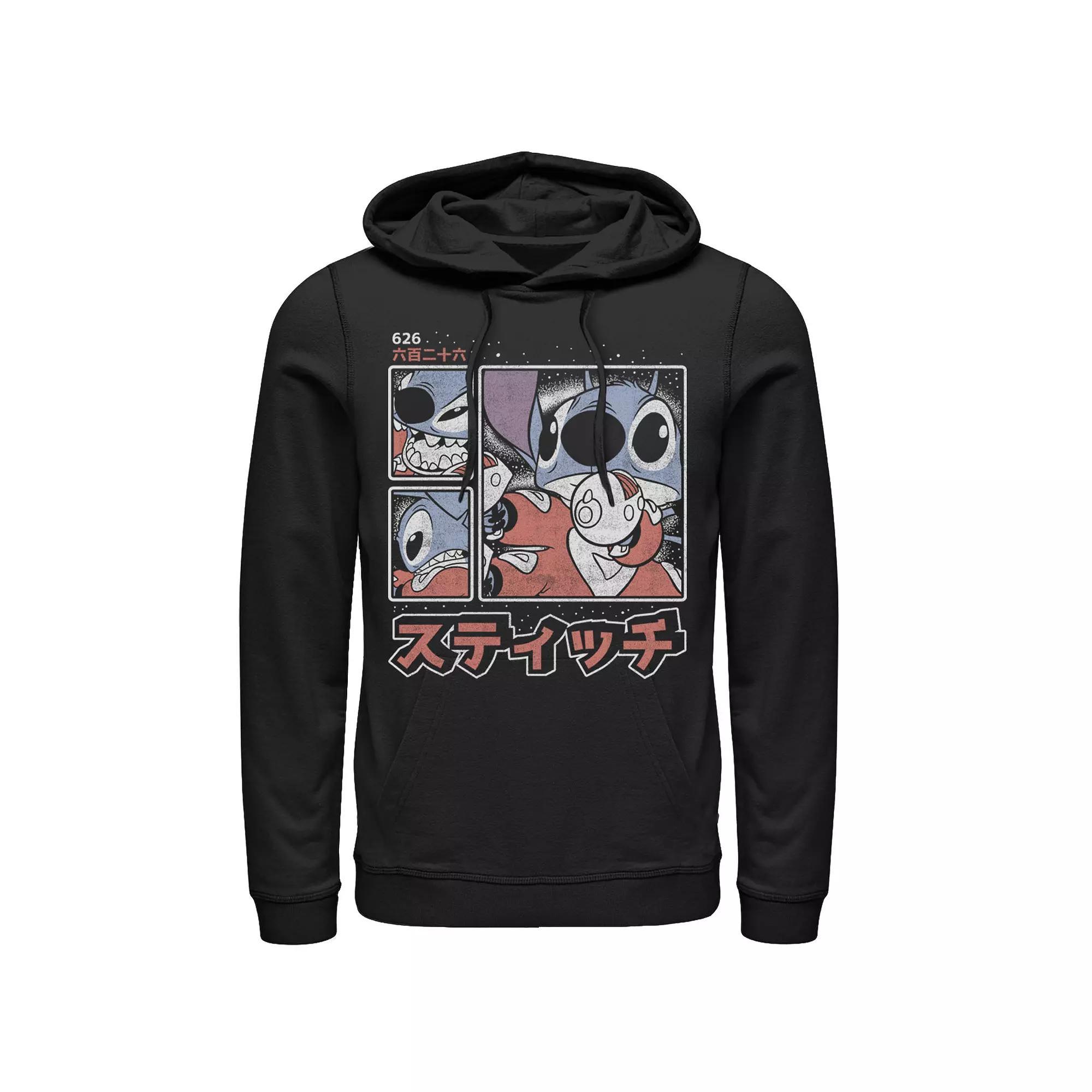 Disney's Lilo & Stitch 626 Stitch Day Kanji Panels Men's Hoodie, Size: XL, Black Product Image