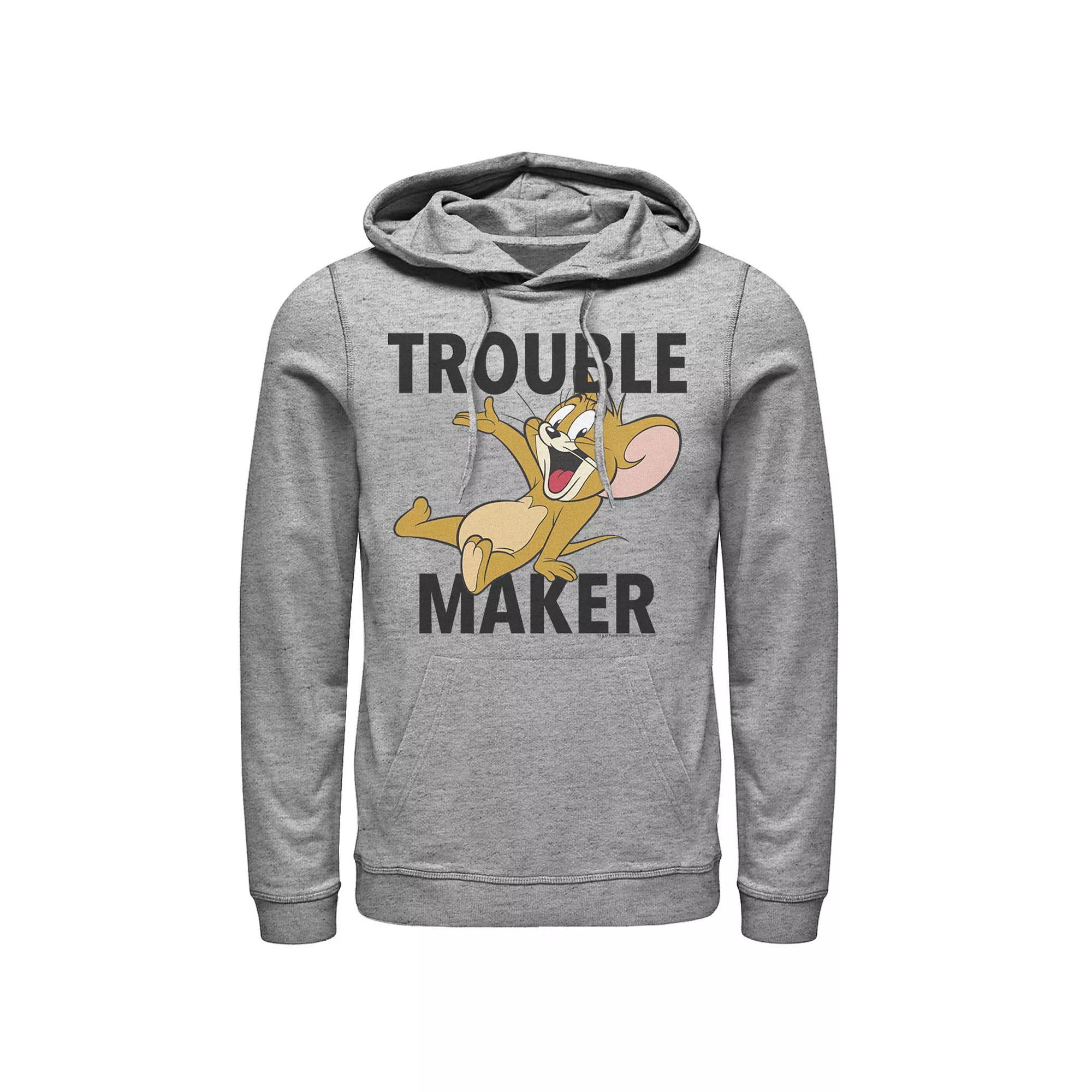 Mens Tom And Jerry Trouble Maker Portrait Hoodie, Men's, Size: Small, Athletic Grey Product Image