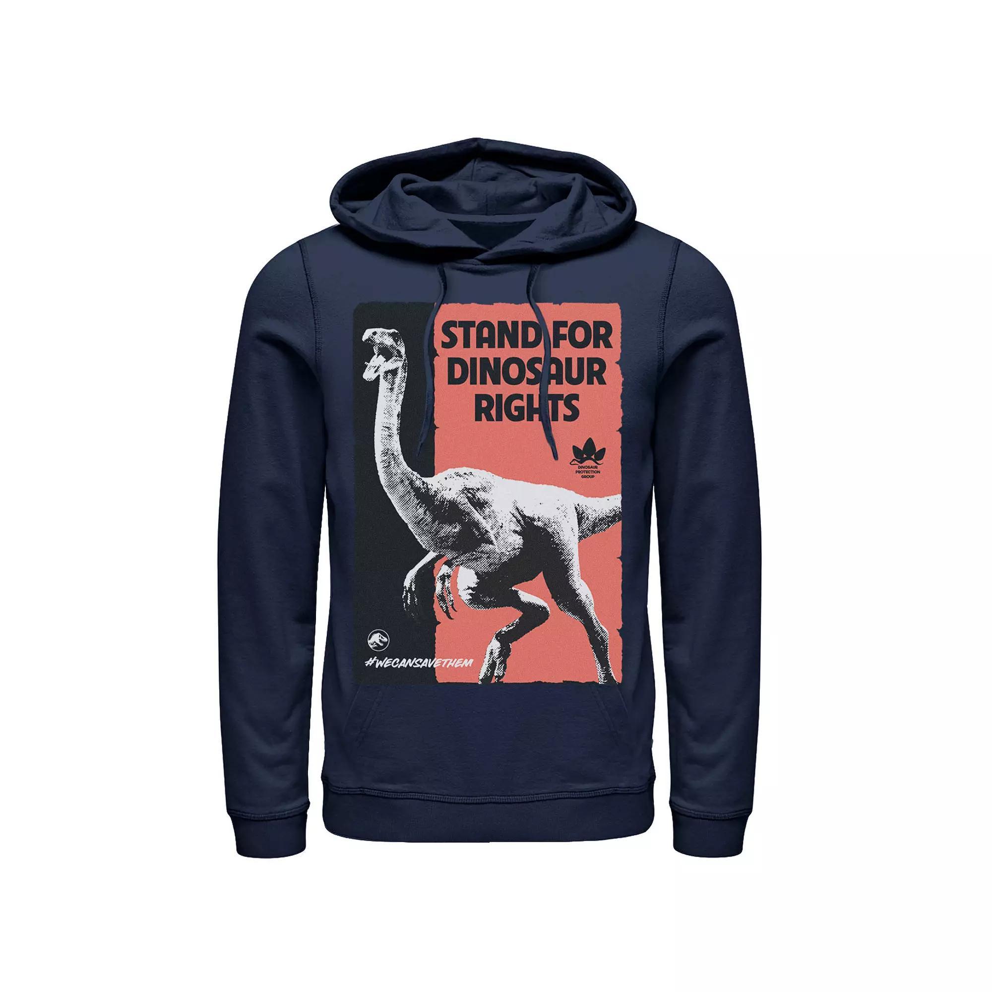 Men's Jurassic World Stand For Dinosaurs Poster Hoodie, Size: Small, Grey Heather Product Image