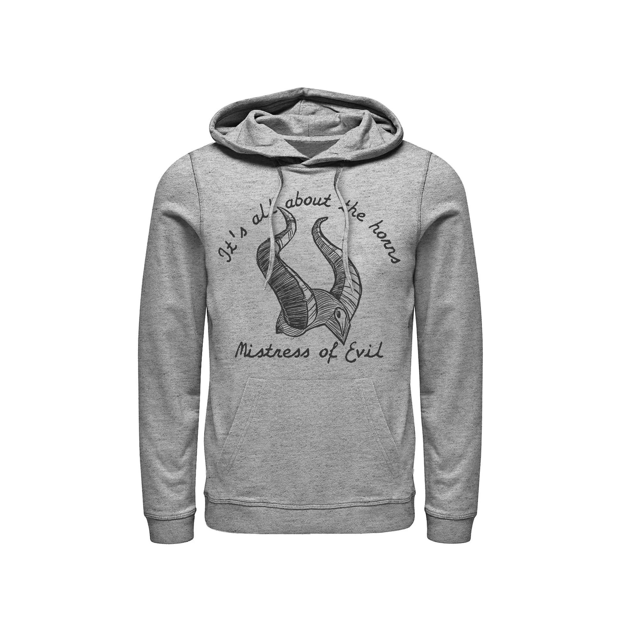 Disney's Maleficent It's All About The Horns Sketch Men's Hoodie, Size: Medium, Athletic Grey Product Image