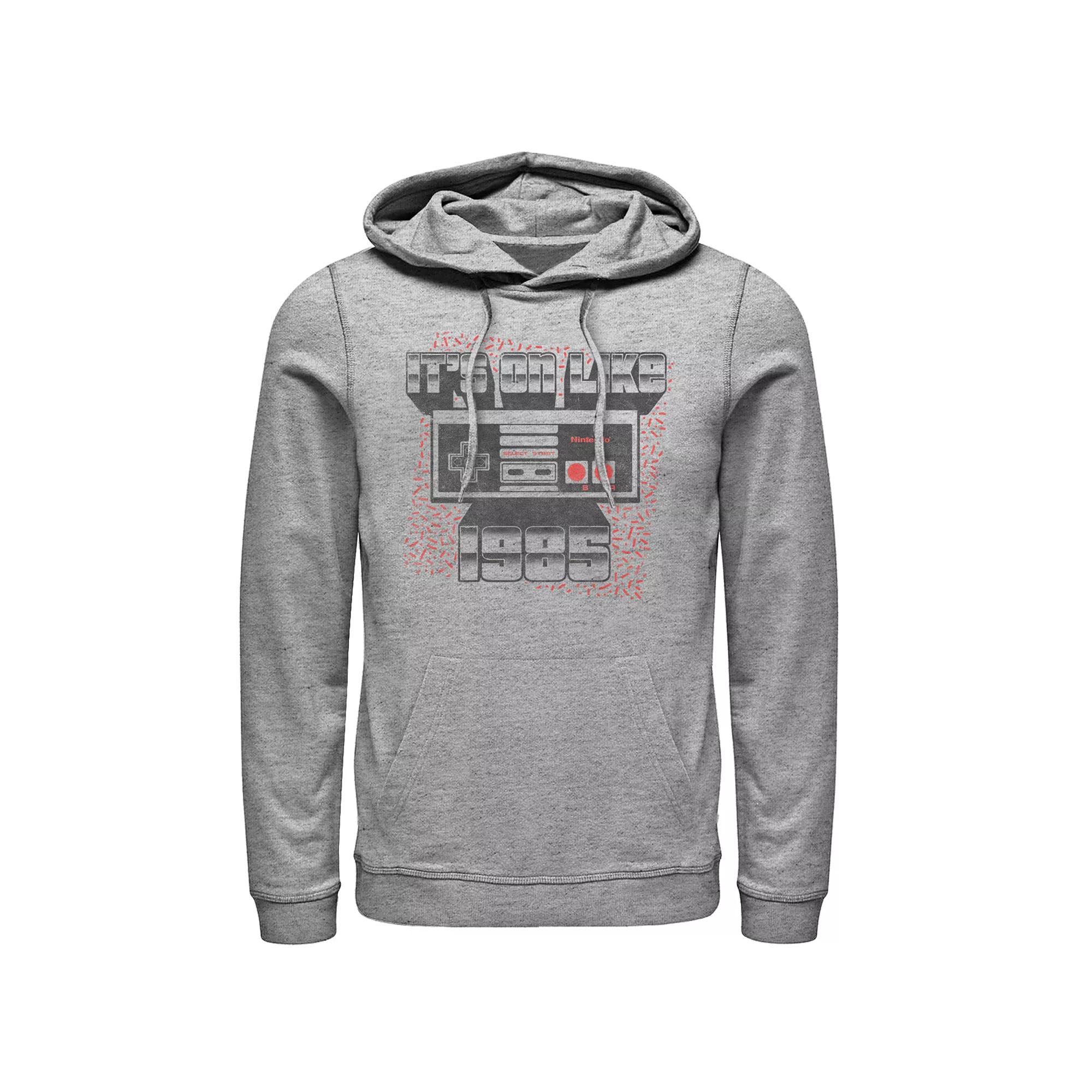 Men's NASA Red Blue Stripe Minimal Logo Vintage Graphic Hoodie, Size: Large, Athletic Grey Product Image