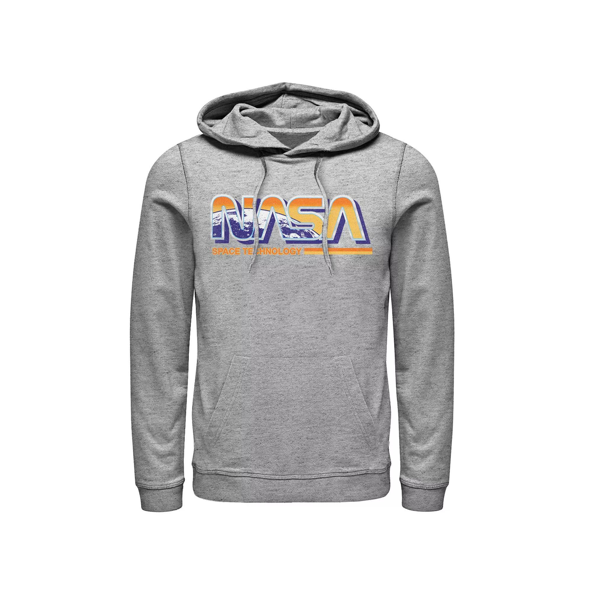 Men's NASA Space Technology Retro Rainbow Logo Hoodie, Size: XL, Athletic Grey Product Image