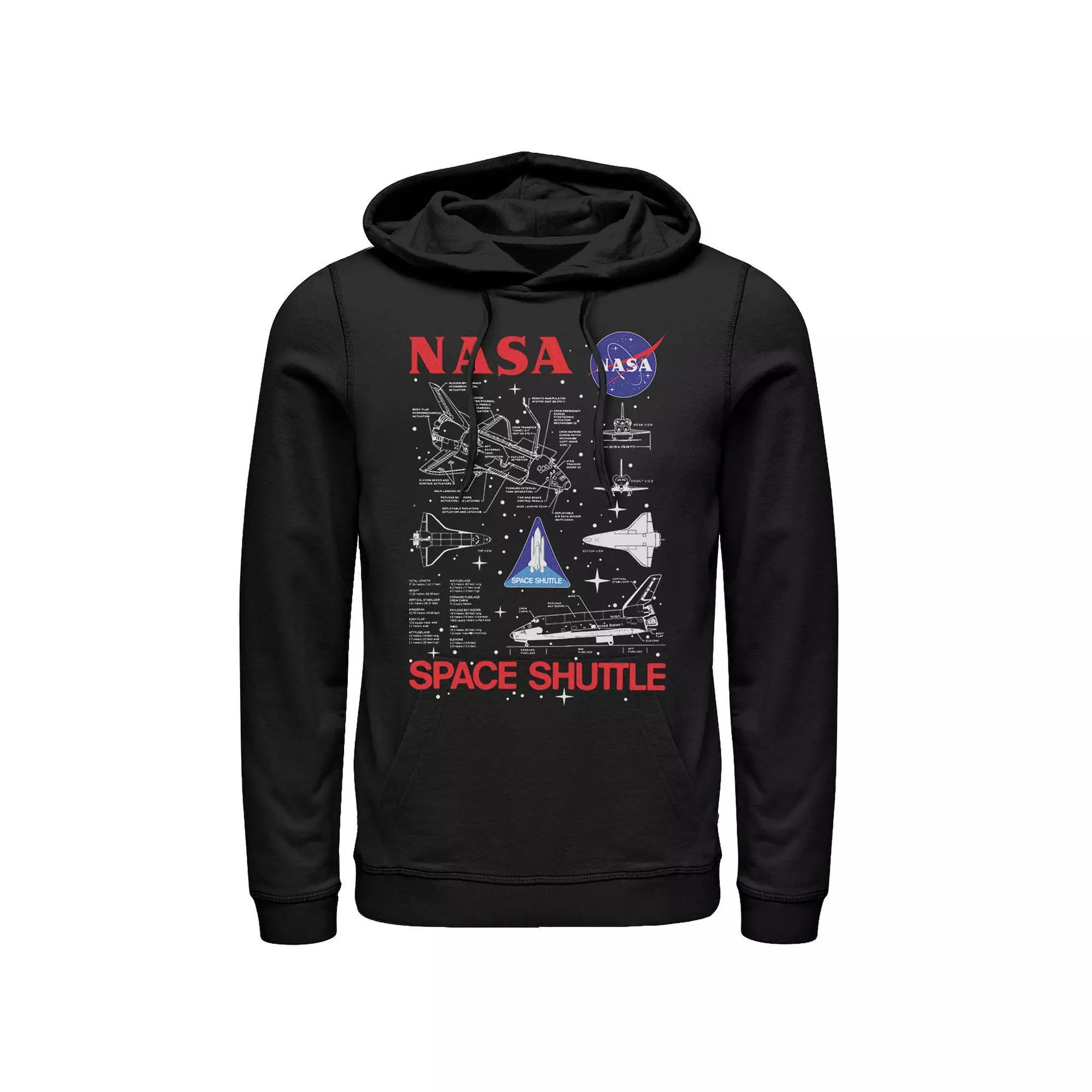 Men's NASA Space Shuttle Schematics Hoodie, Size: Medium, Black Product Image