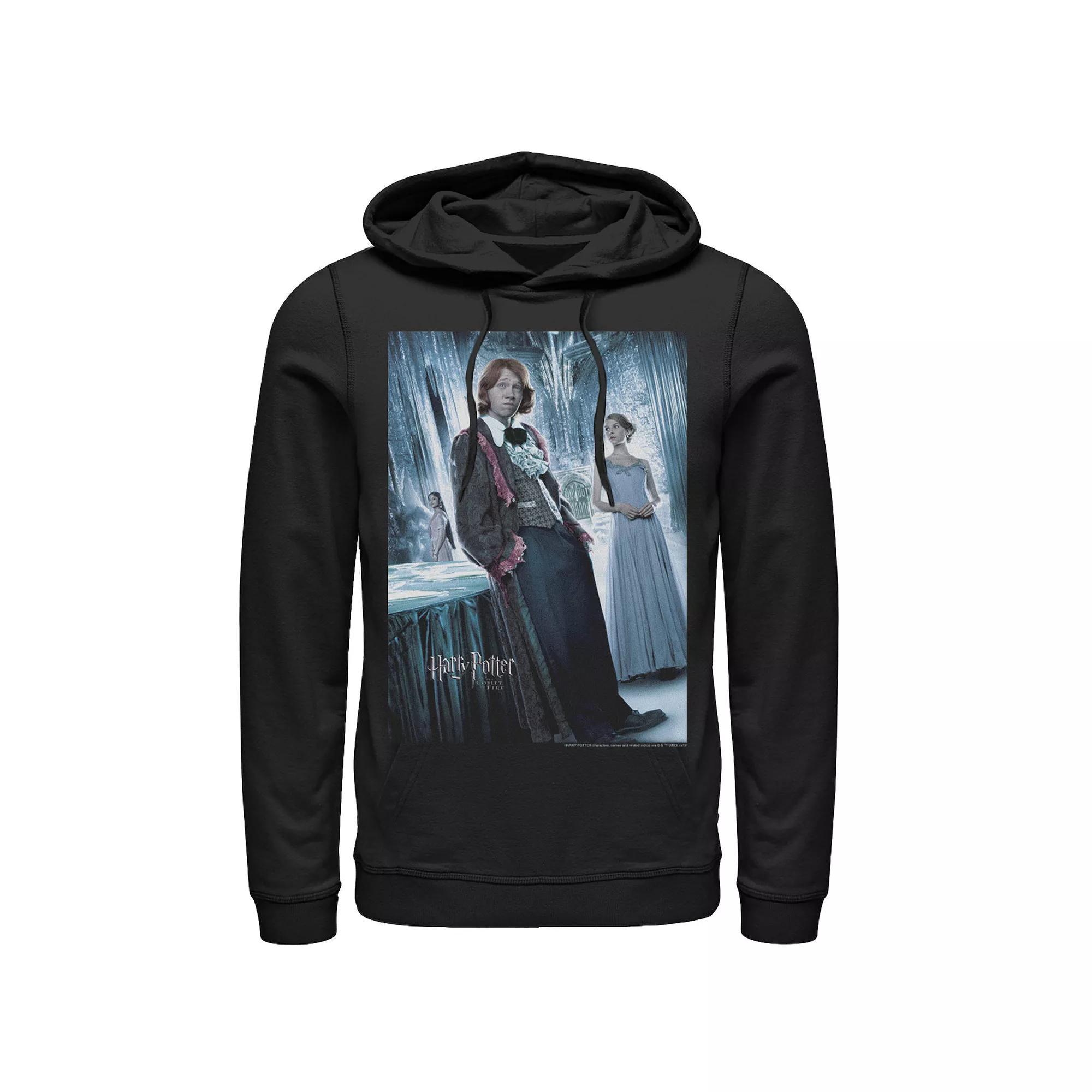 Men's Harry Potter Goblet Of Fire Ron Yule Ball Character Poster Graphic Pullover Hoodie, Size: Large, Black Product Image