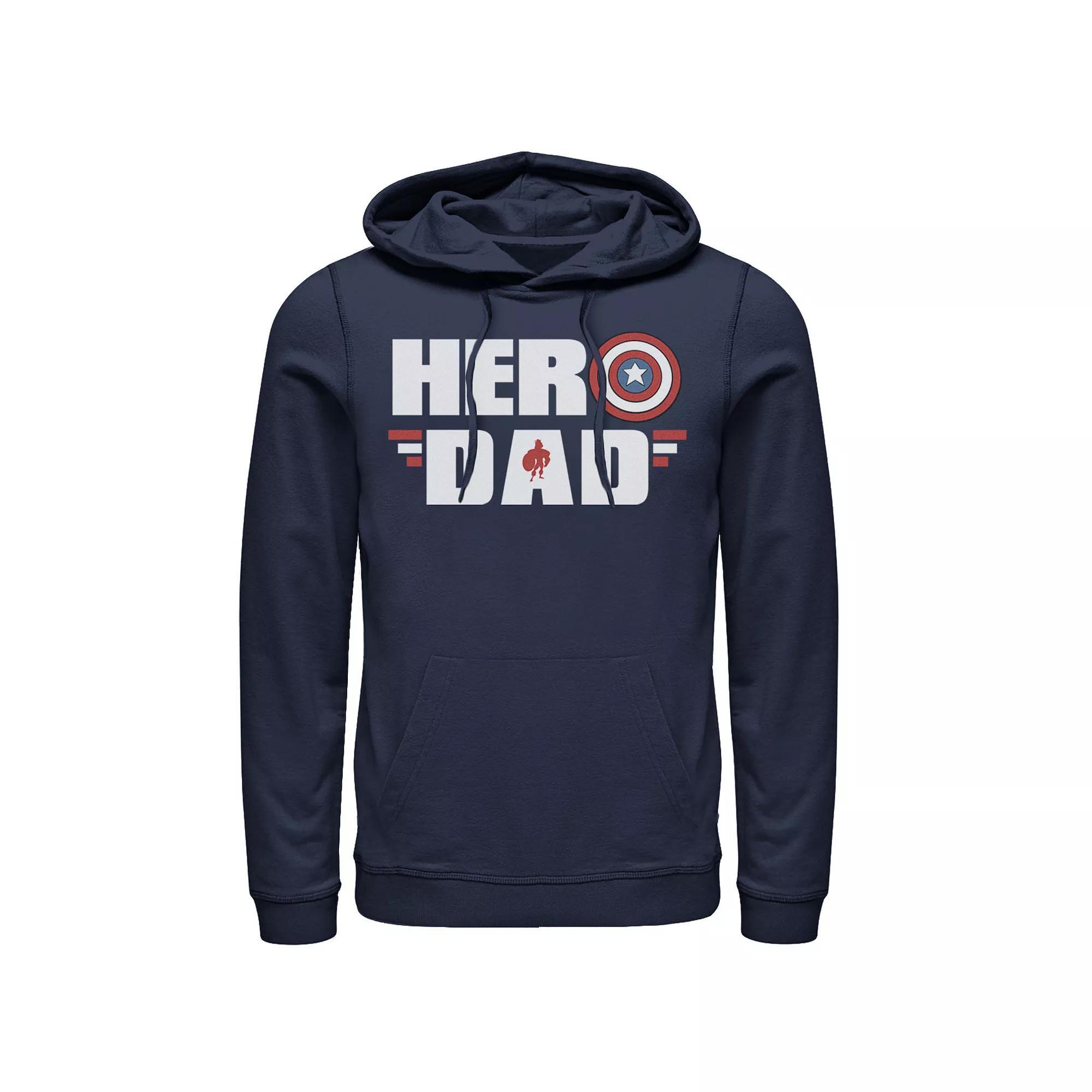 Men's Marvel Father's Day Captain America Shield Hero Dad Logo Hoodie, Size: XXL, Blue Product Image