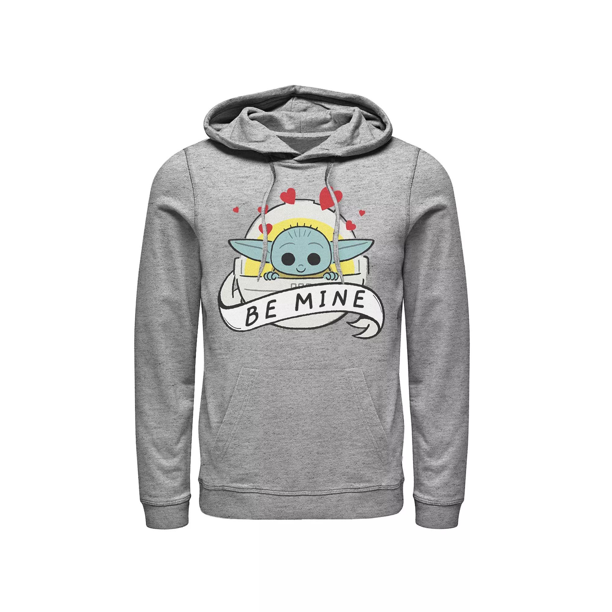 Men's Star Wars The Mandalorian The Child Be Mine Valentine's Day Hoodie, Size: XL, Athletic Grey Product Image